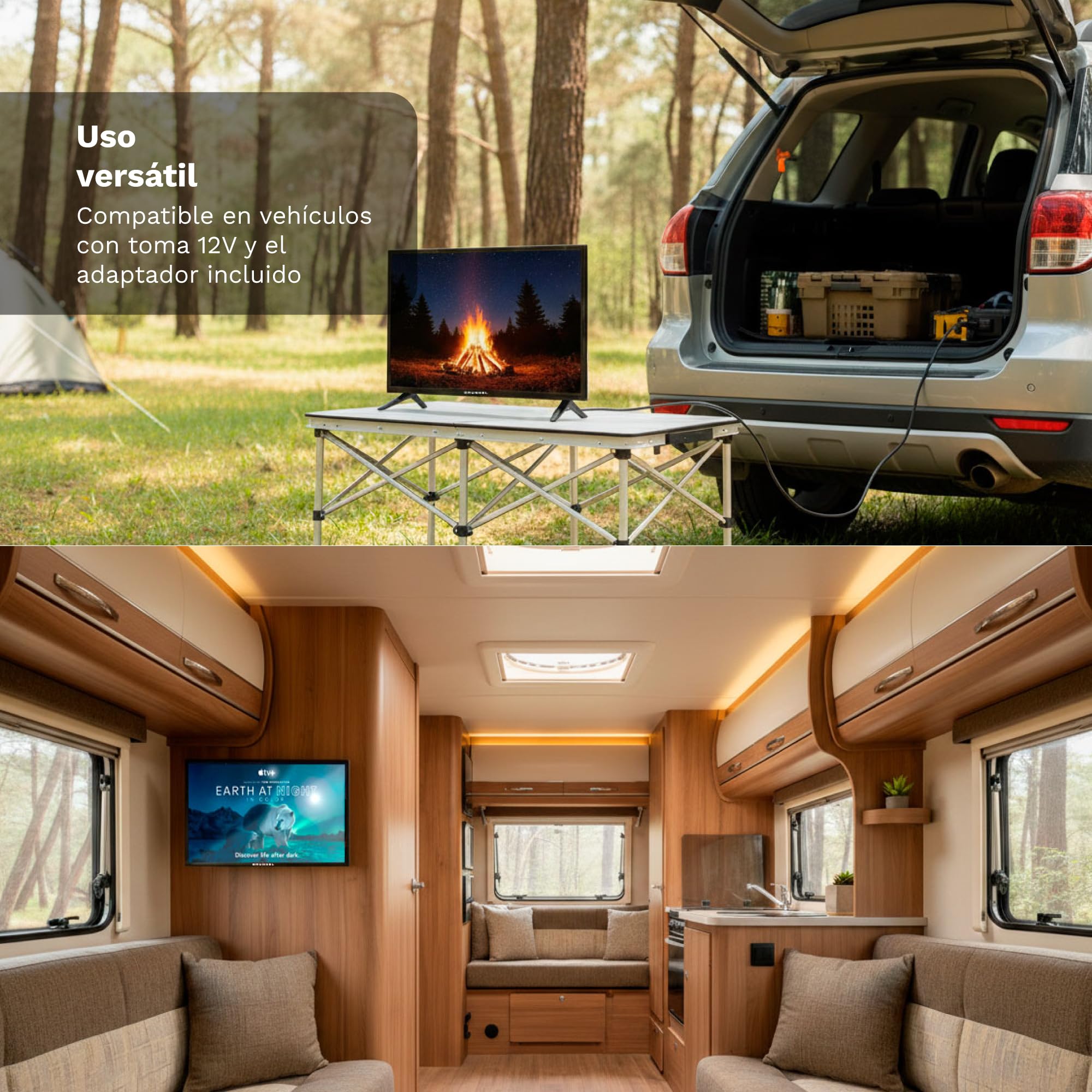 Grunkel LED-246WB12V Smart TV LED 24” HD | Sistema webOS | 12V Autocaravana y Barco | TDT2 + Satélite HD | WiFi | USB Grabador | 3 HDMI | Sonido 6W [Clase de eficiencia energética E]