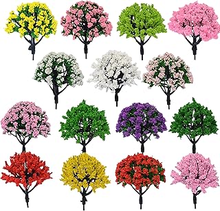 NALACAL 15 PCS Miniature Mixed Model Trees - Accessories for Train Scenery, Architecture, Building Models - 15 Colors, No Bases - DIY Crafts