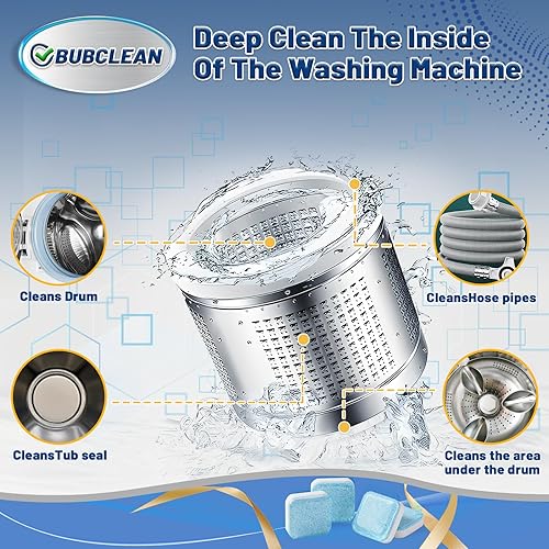 Miniatura 4 de Descalcificador limpiador de lavadora, paquete de 24 tabletas de limpieza profunda para cargador frontal, carga superior y lavadora HE, eliminación