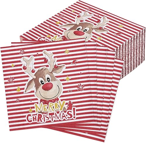 Homlouue 100 servilletas de papel de Navidad de 3 capas, servilletas de cóctel de Navidad para baño, servilletas de renos de dibujos animados disponible en Yaxa Venezuela