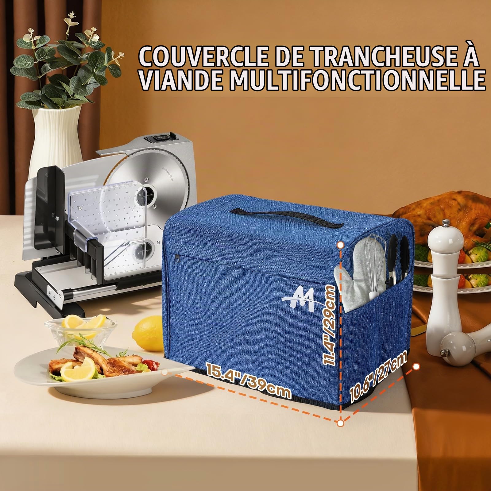 Moongiantgo Trancheuse Électrique, 19cm Lame*2, Epaisseur Réglage de 0-18mm | Amovible Lame en Acier Inox, 200W, Sécurité Enfant, pour Viande, Fromage, Pain, Jambon & Légumes, Domestique Usage