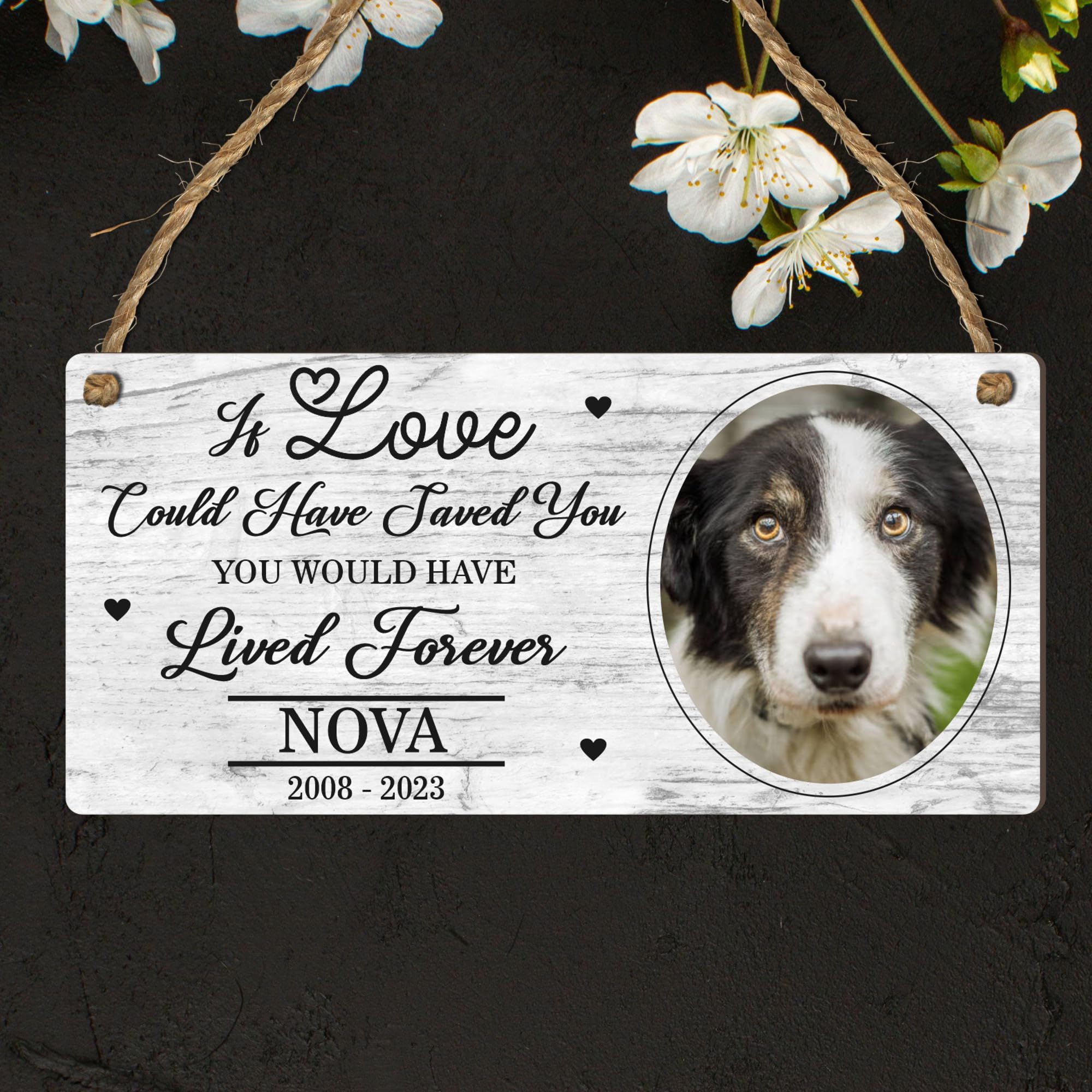 Personalised Pet Photo Plaque - 'If Love Could Have Saved You...' Perfect for Dogs, Cats, Horses, Rabbits & More (Mdf Wood Indoor Use Only 19cm x 9cm, Grey)