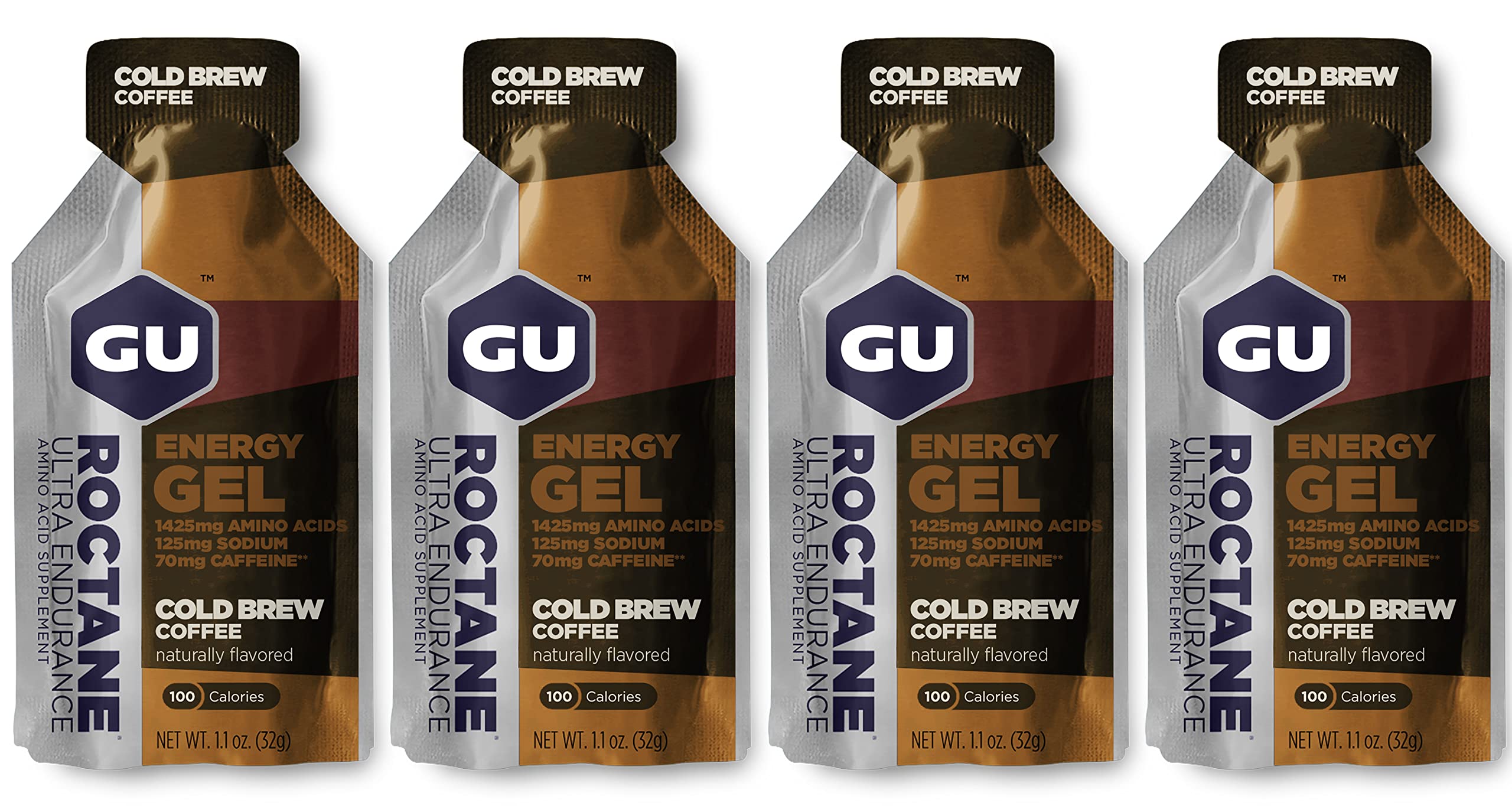 Energy Roctane Energy Running Gels - 4 Gel Taster Pack - Sports Energy Gels For Running, Cycling, Triathlon (4 x 32g Sachets) (Cold Brew Coffee)