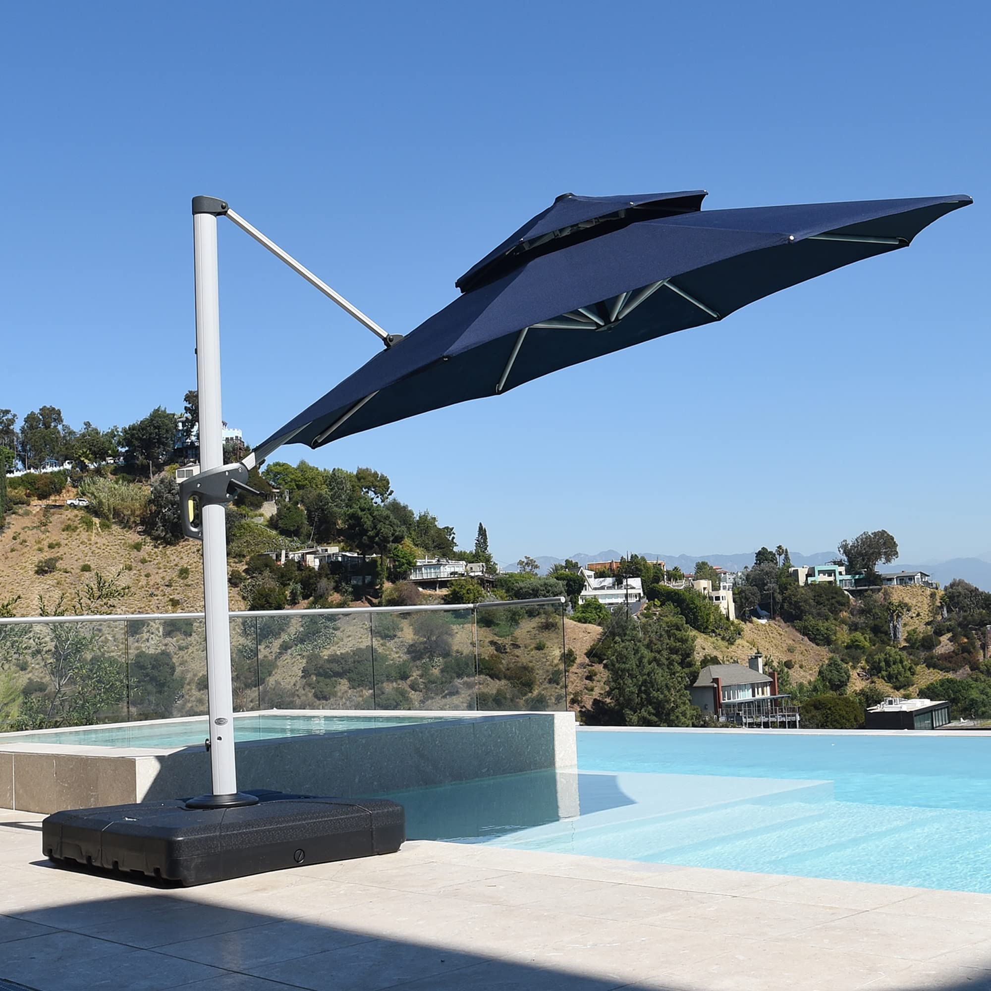 Amazon.com : PURPLE LEAF 11 FT Cantilever Patio Umbrellas with Base  Included, Large Round Offset Umbrella with 360 Rotation, Outdoor Aluminum  Pool Umbrella for Pool Lawn Garden, Navy Blue : Patio, Lawn & Garden