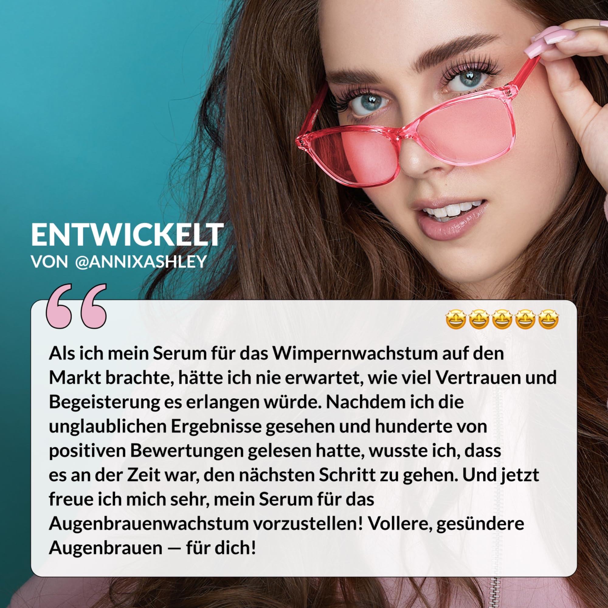 Annixashley Lash Wimpernserum und Augenbrauenserum für Premium Wimpernserum für Längere & Dichtere Wimpern | Veganes Augenbrauenserum für volle, dichte & kräftige Brauen