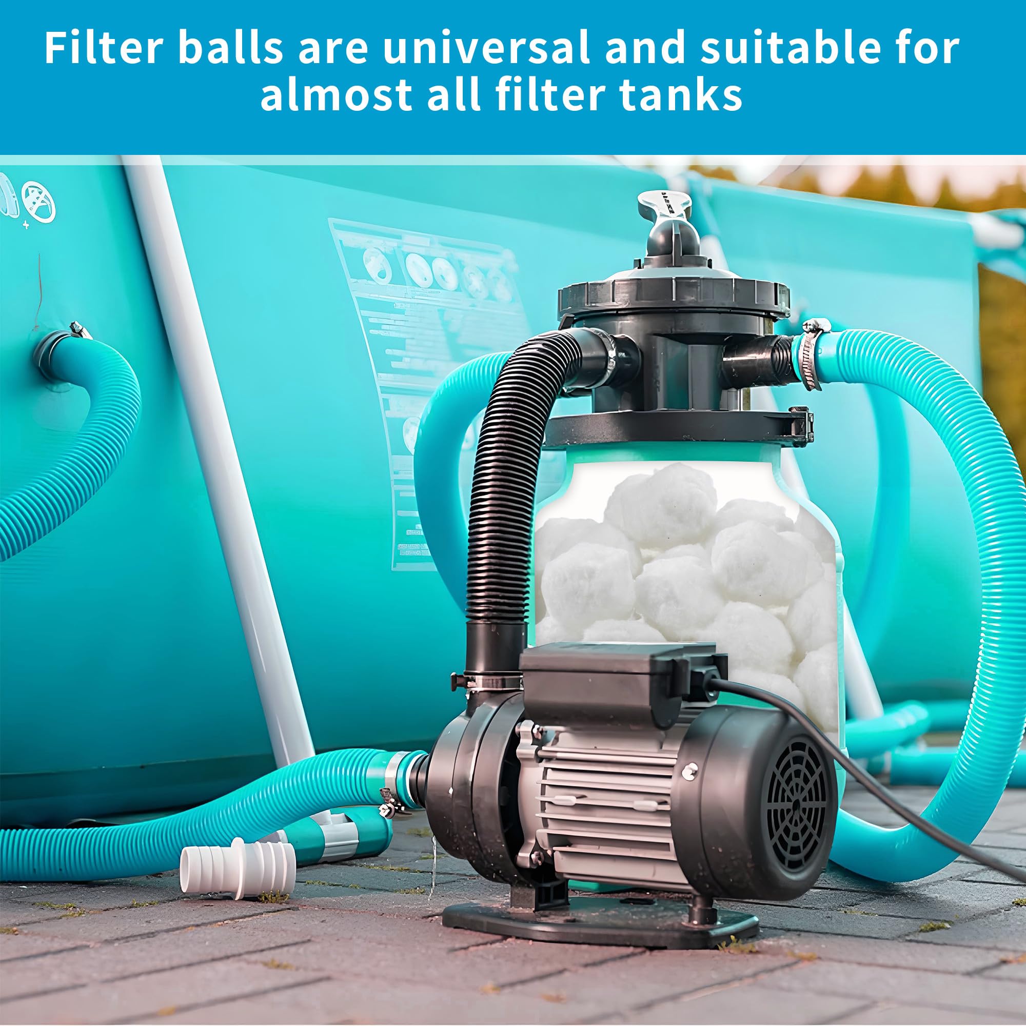 Balles Filtrantes,1300g Boule Filtrante Piscine réutilisable avec Filet à Linge,Peut remplacer 45kg de Filtration sur sableAquarium, Piscine filtres Accessoires