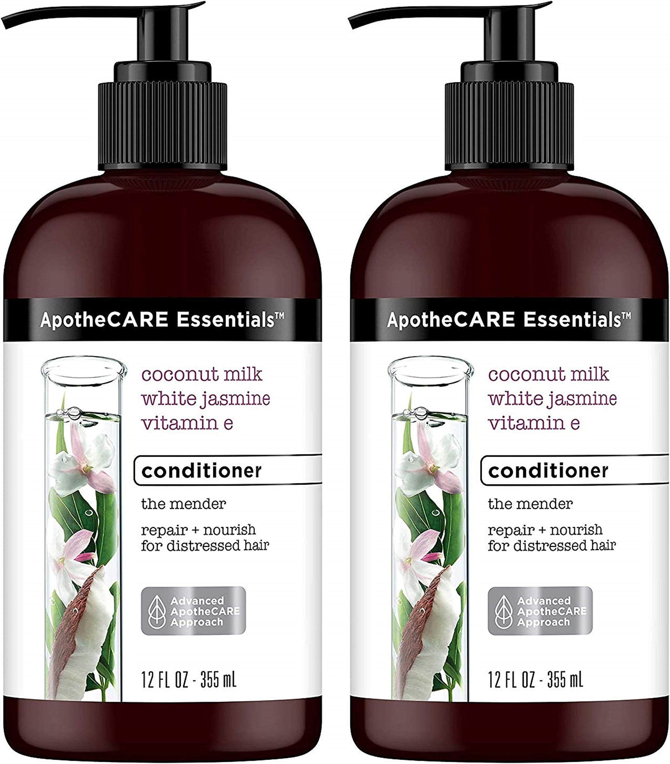 ApotheCARE Essentials Conditioner - The Mender - Coconut Milk, White Jasmine, Vitamin E - Net Wt. 12 FL OZ (355 mL) Per