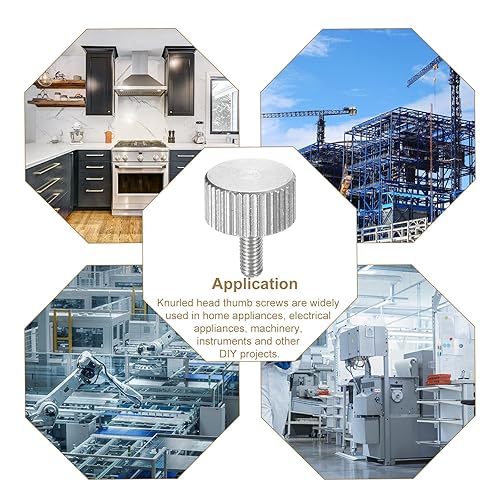 Miniatura 31 de uxcell Tornillos moleteados M3x10mm, 5 piezas de acero inoxidable 304 con cabeza moleteada plana totalmente roscada, tornillos de pulgar, pernos