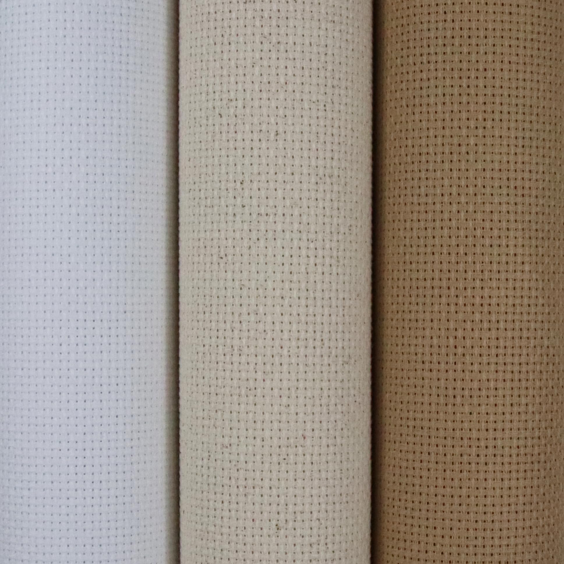 KCS 3 pc of 15" x 18"(38cmx45cm) Counted Cross Stitch Cotton Aida Cloth Needlework Rolled Fabric Box,14CT,White+Oatmeal+Khaki