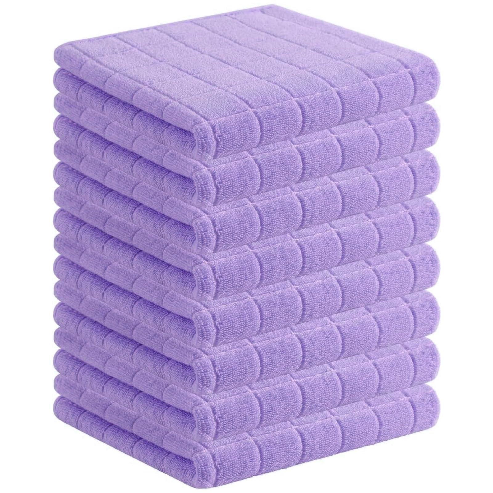 Homaxy 100% Cotton Terry Kitchen Towels, 8 Pack, Lavender | Ultra Soft and Absorbent Dish Towels for Kitchen, Suitable for Drying and Washing Dishes
