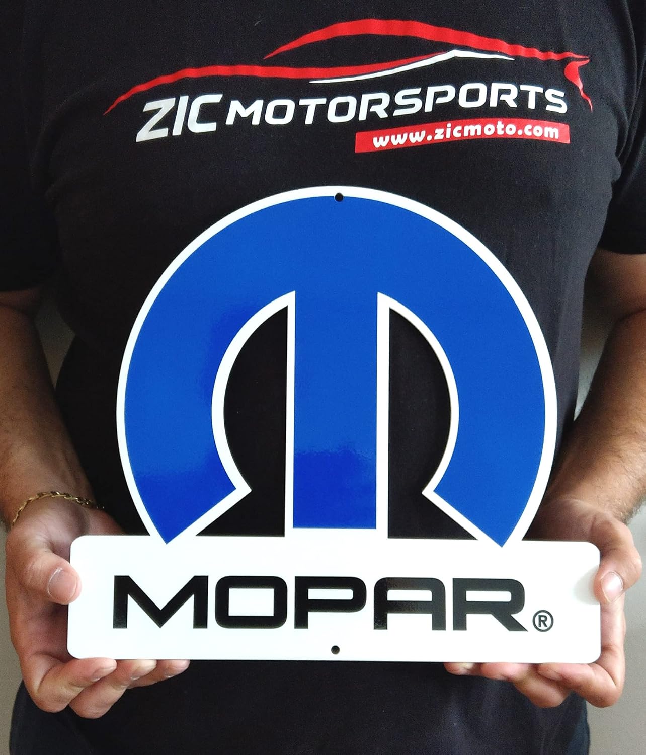 ZIC Motorsports Mopar Blue Omega Logo Emblem Cutout Metal Sign (Small - 11.75" X 10.63")