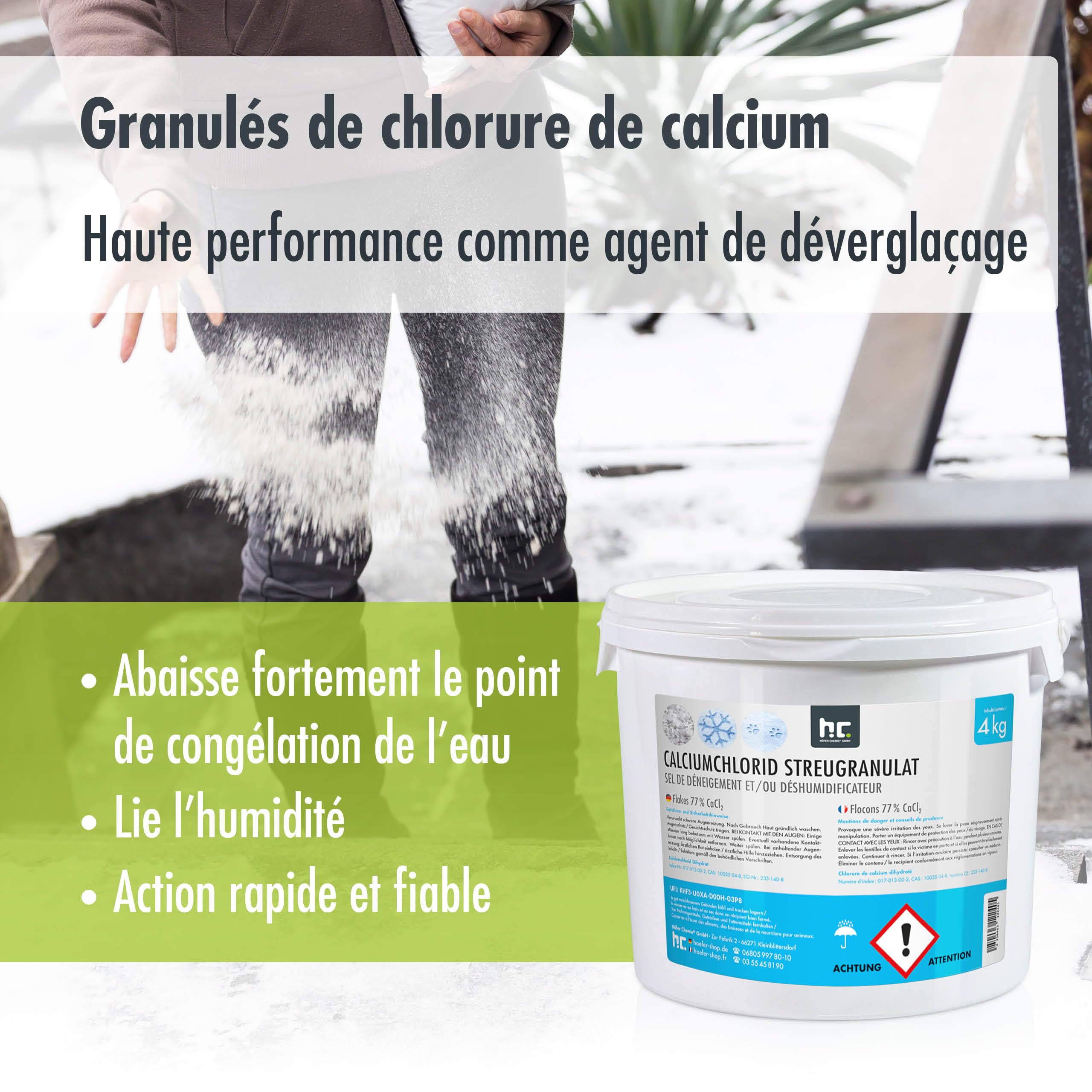 Höfer Chemie 4 kg Granulés de chlorure de calcium et déshumidificateur, très efficaces