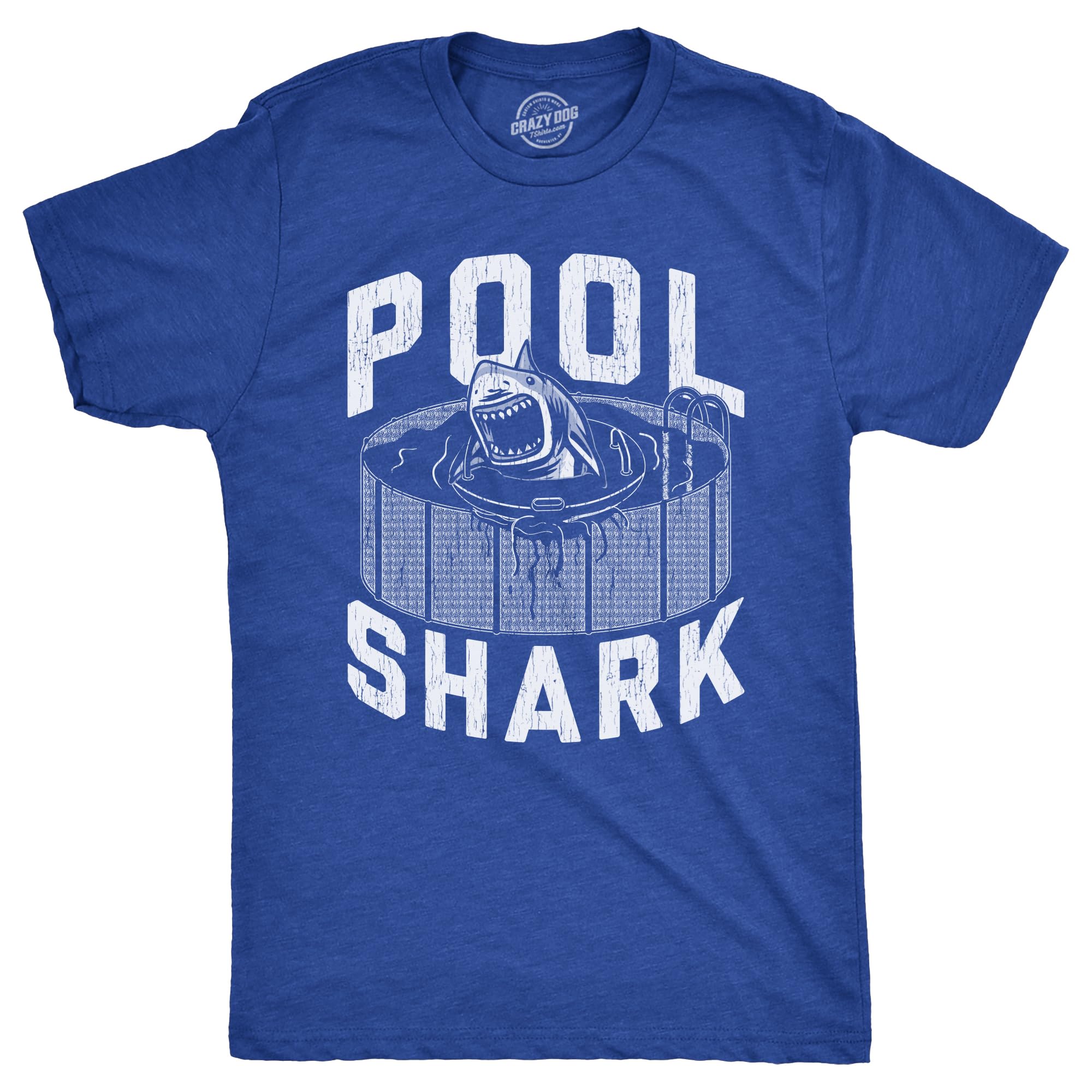 Mens Pool Shark T Shirt Funny Swimming Pools Great White Sharks Joke Tee for Guys
