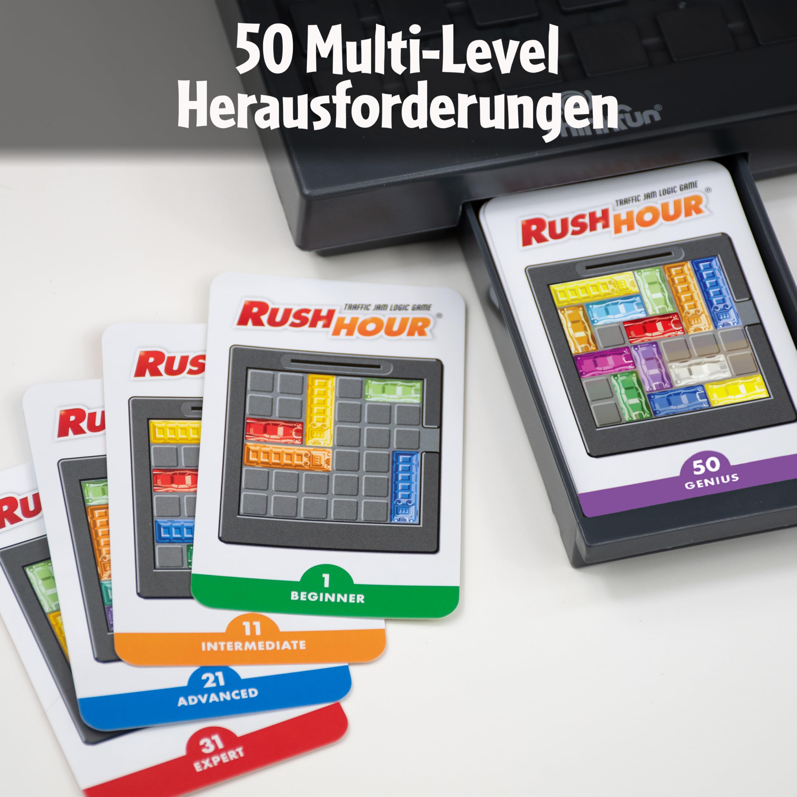 Rush Hour® - Das geniale Stauspiel. Logikspiel von Thinkfun für Kinder und Erwachsene, ab 8 Jahren. Inklusive 10 zusätzlicher Aufgaben, Amazon Sonderedition