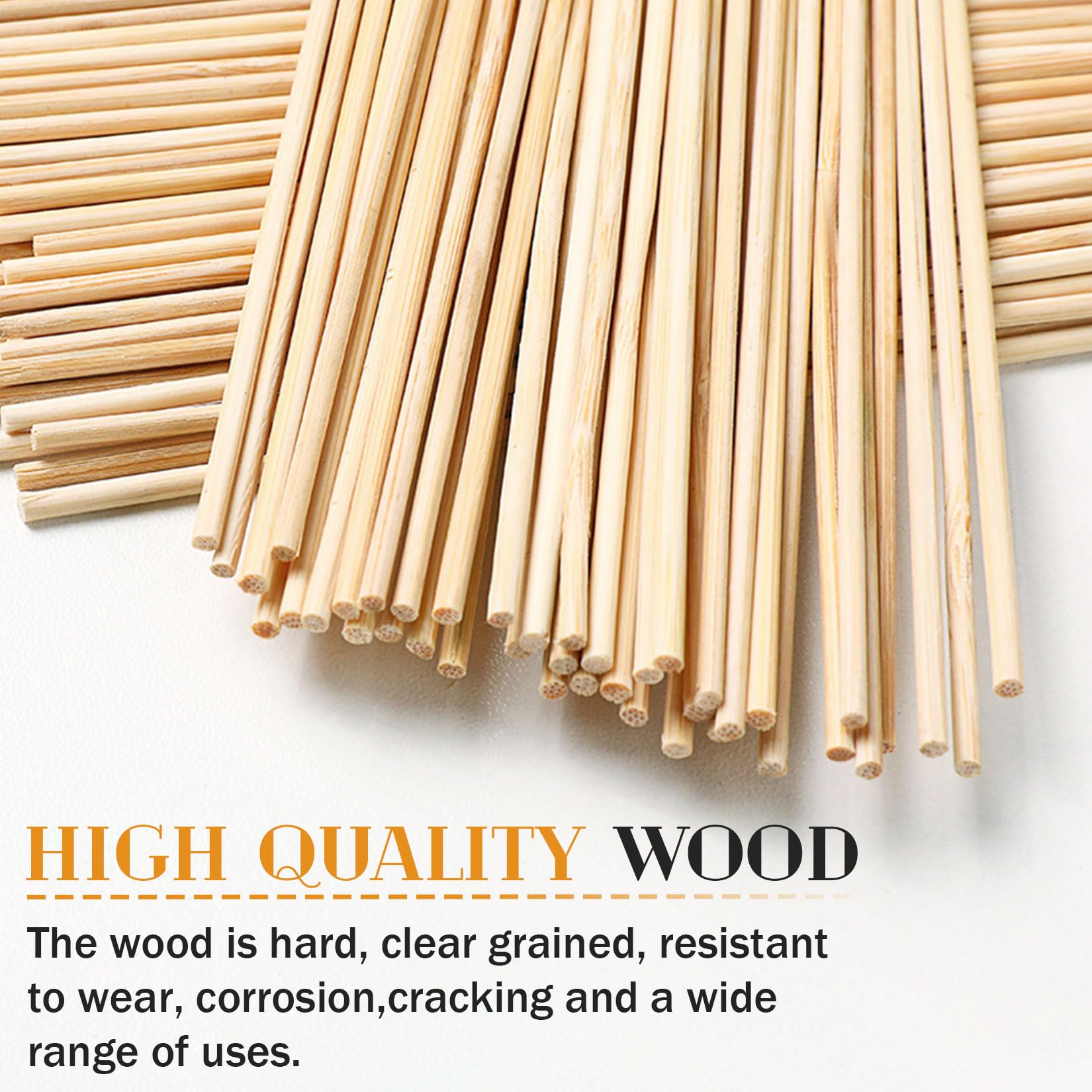 200 Bâtonnets En Bois Ronde Naturel 300mm X 3mm – Idéal DIY, Artisanat, Brochettes, Modélisme, Décoration