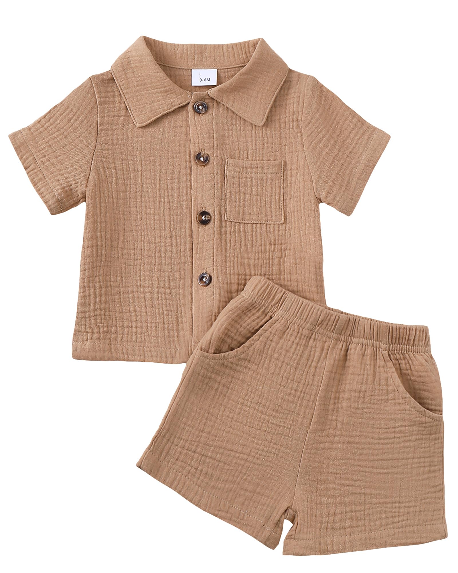 Jecson Baby Boy Clothes Baby Boy Outfits Baby Boy Summer Clothes Cotton 2 Piece Set with Button Down Shirt and Shorts 0-3T