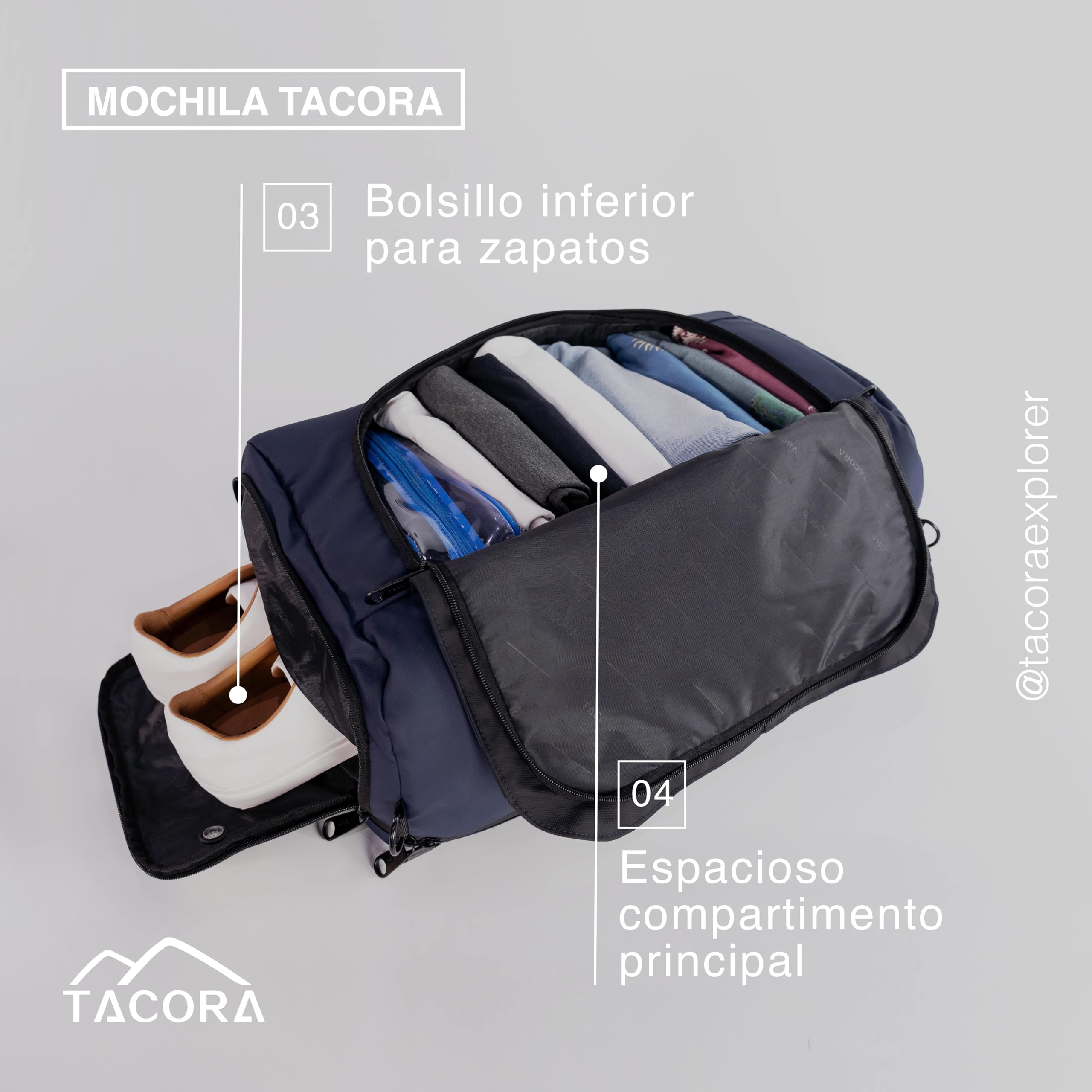 Mochila Cabina Avión 40L - 52x32.5x22 cm - Mochila Viaje Impermeable, Equipaje de Mano con Compartimento para Portátil, 100% Material Reciclado - Mochila de Cabina Ligera y Resistente