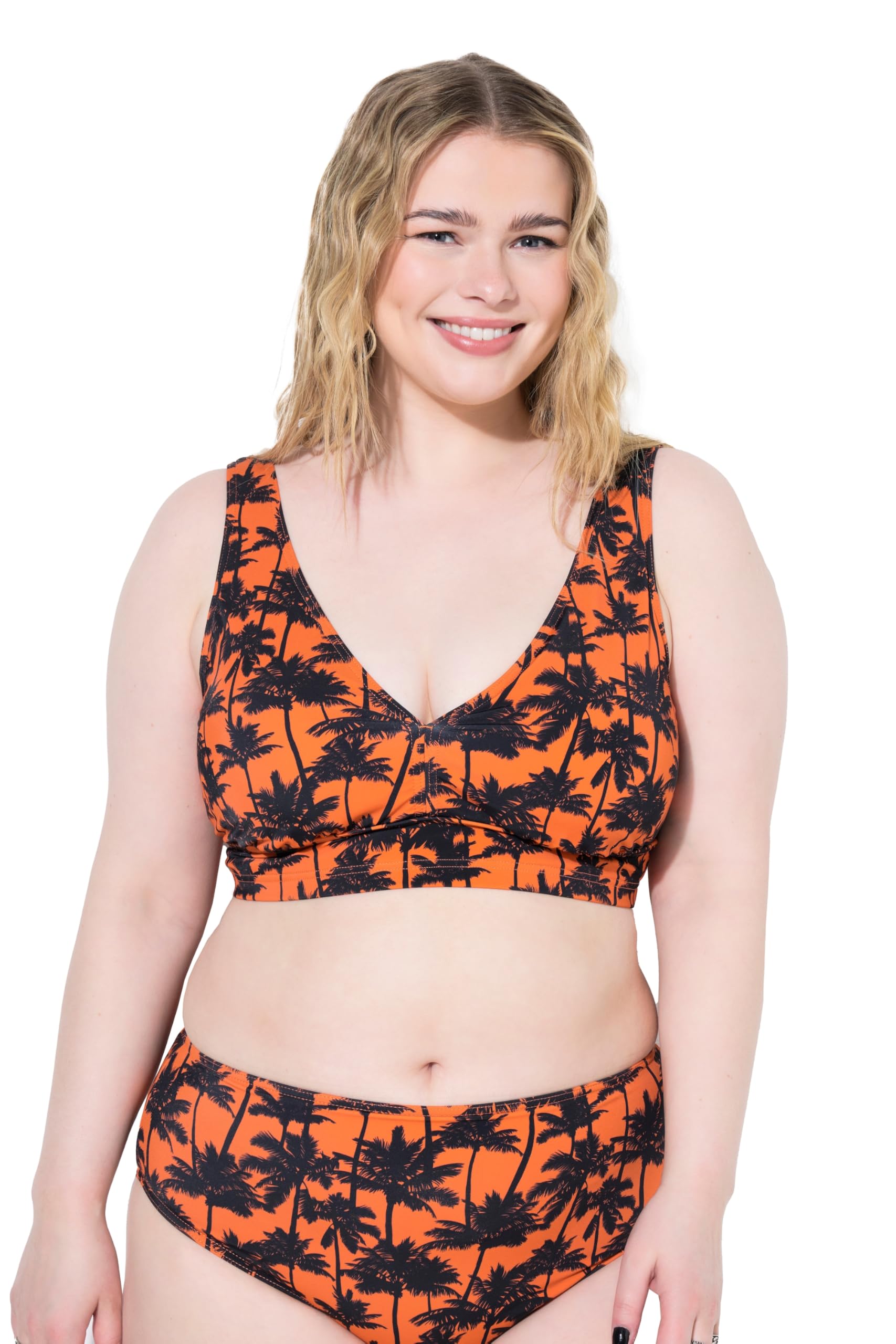 Studio Untold Damen große Größen Übergrößen Plus Size Bikini-Top, Softcups, Palmenprint, Shaping 840852