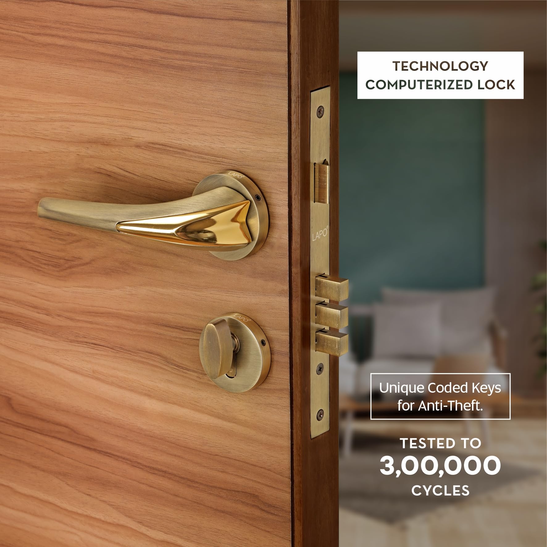 LAPO Mortise Lock - Secure Antique Style Door Lock -3