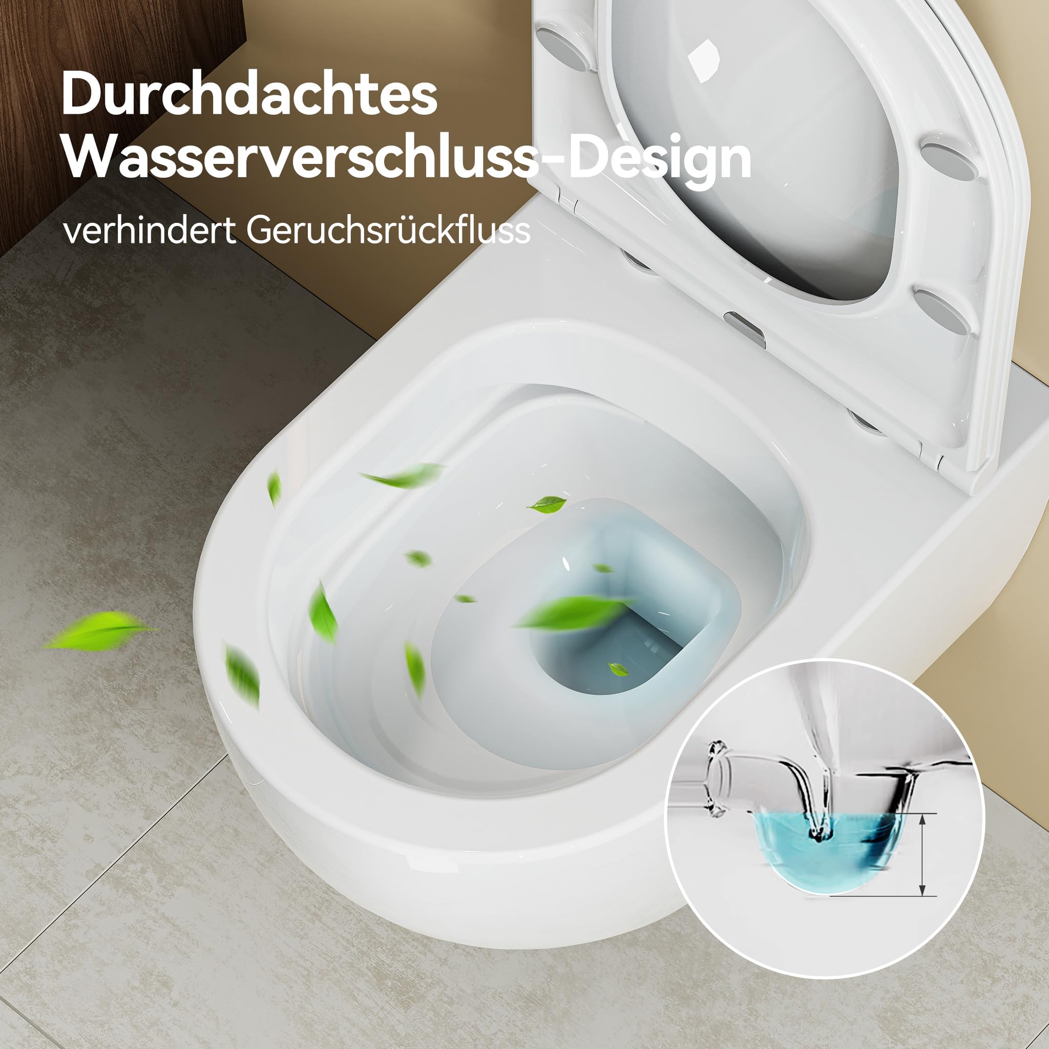 HOROW Hänge WC Spülrandlos Direktspülung mit 02L Unterputz Spülkasten Set