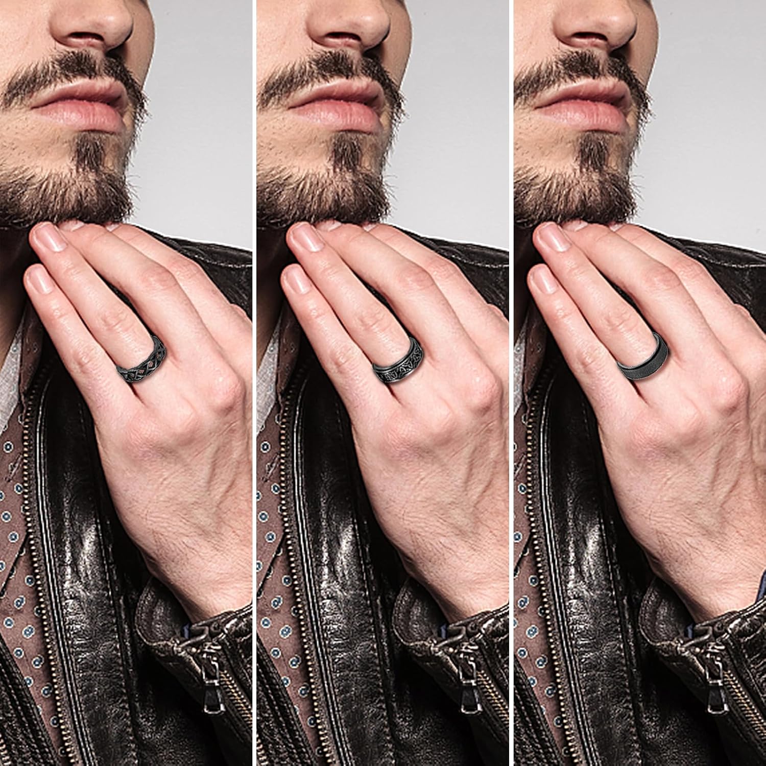 OIDEA Celtic Knot Rings for Men Women - 8mm Black Tone Stainless Steel Fidget Spinner Ring Celtic Knot Eternity Finger Ring Irish Ring Wedding Engagement Promise Ring Band Size 6-12