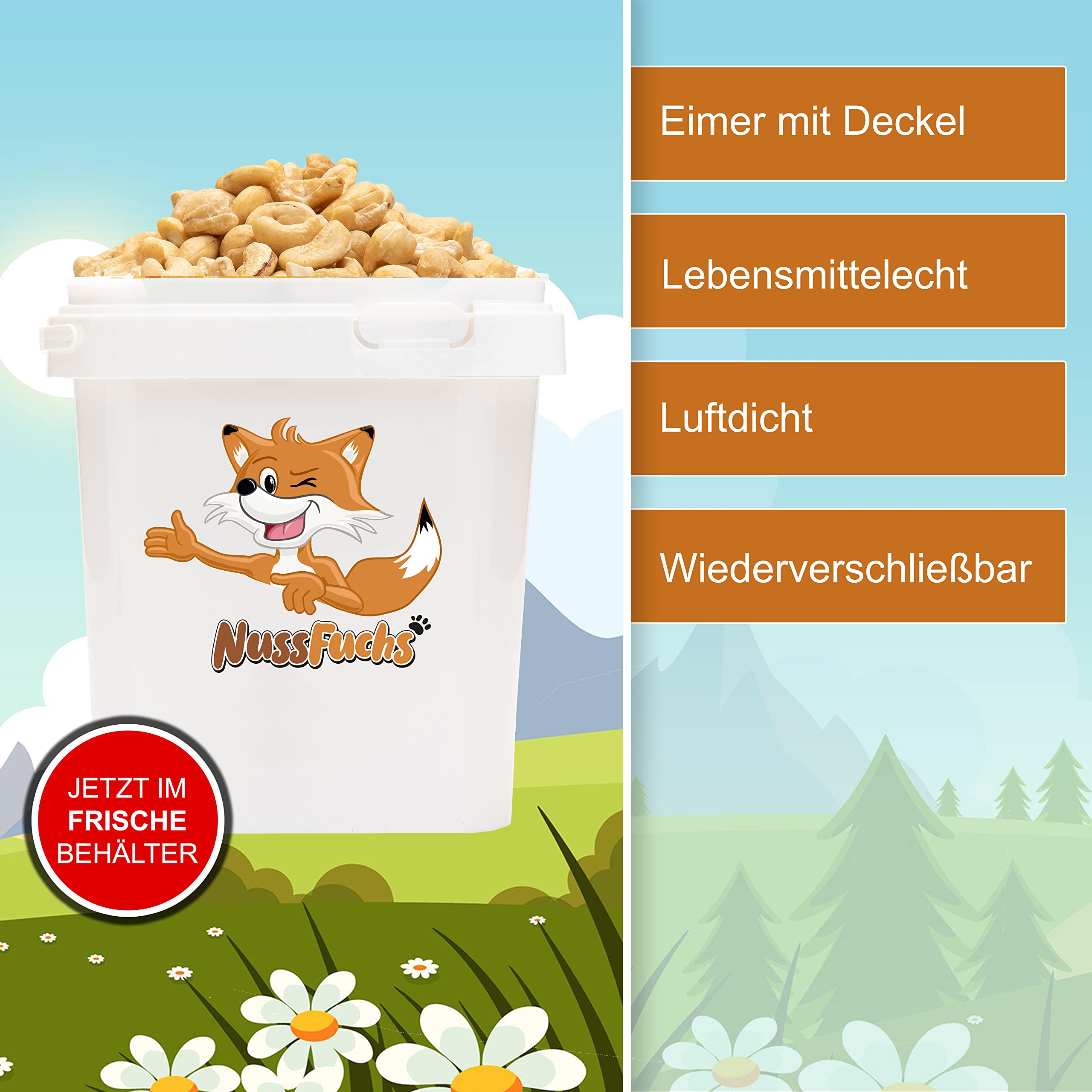 Cashewkerne Natur 3kg – naturbelassen ungeröstet ungesalzen | Knackige ganze Cashew Kerne ohne Bruch | Cashewnüsse ohne Zusätze in Rohkostqualität – im Eimer