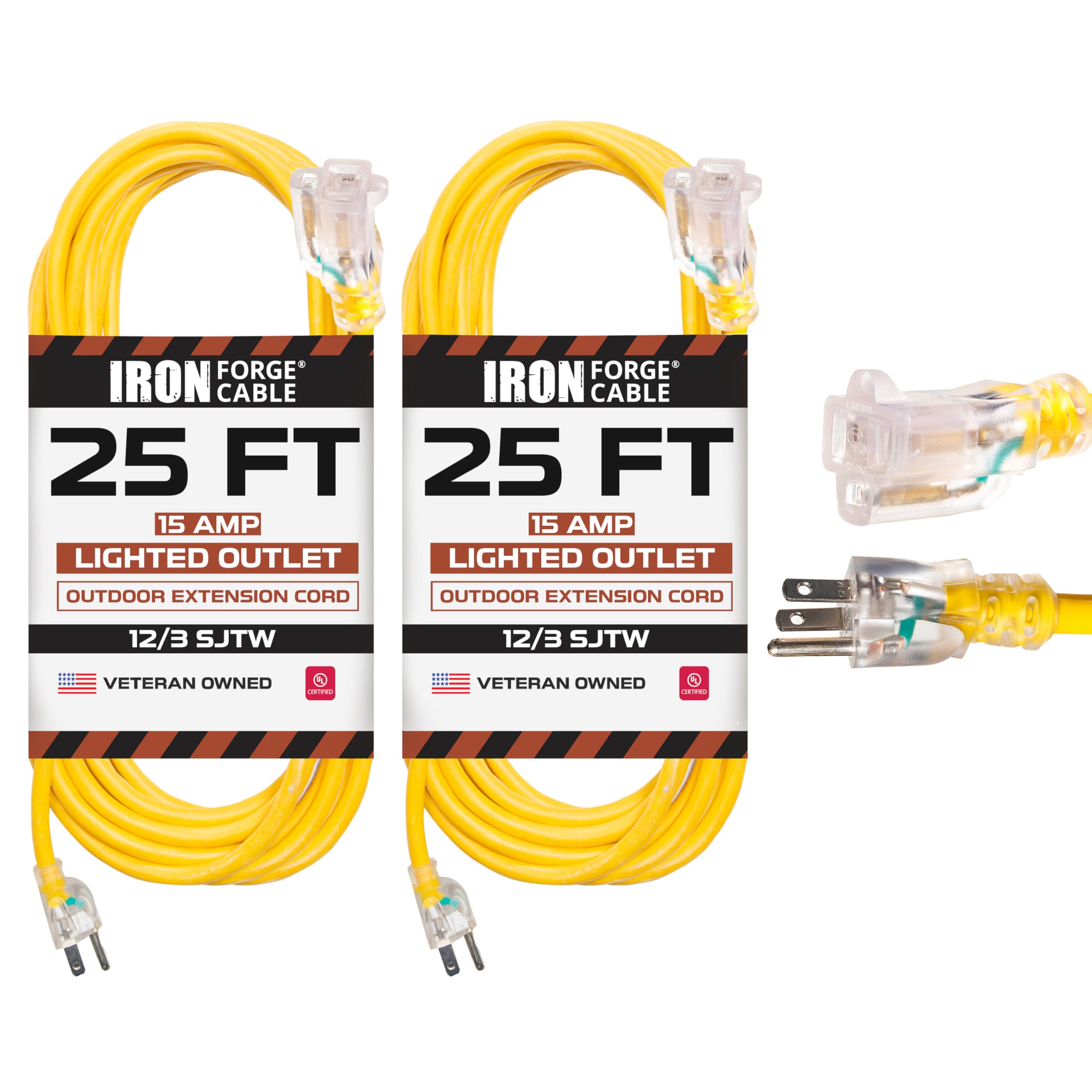 Iron Forge Cable 7,6 M Verlängerungskabel Außen – 16 Gauge, Wetterfest, 13 A, Für Garten & Lichter!