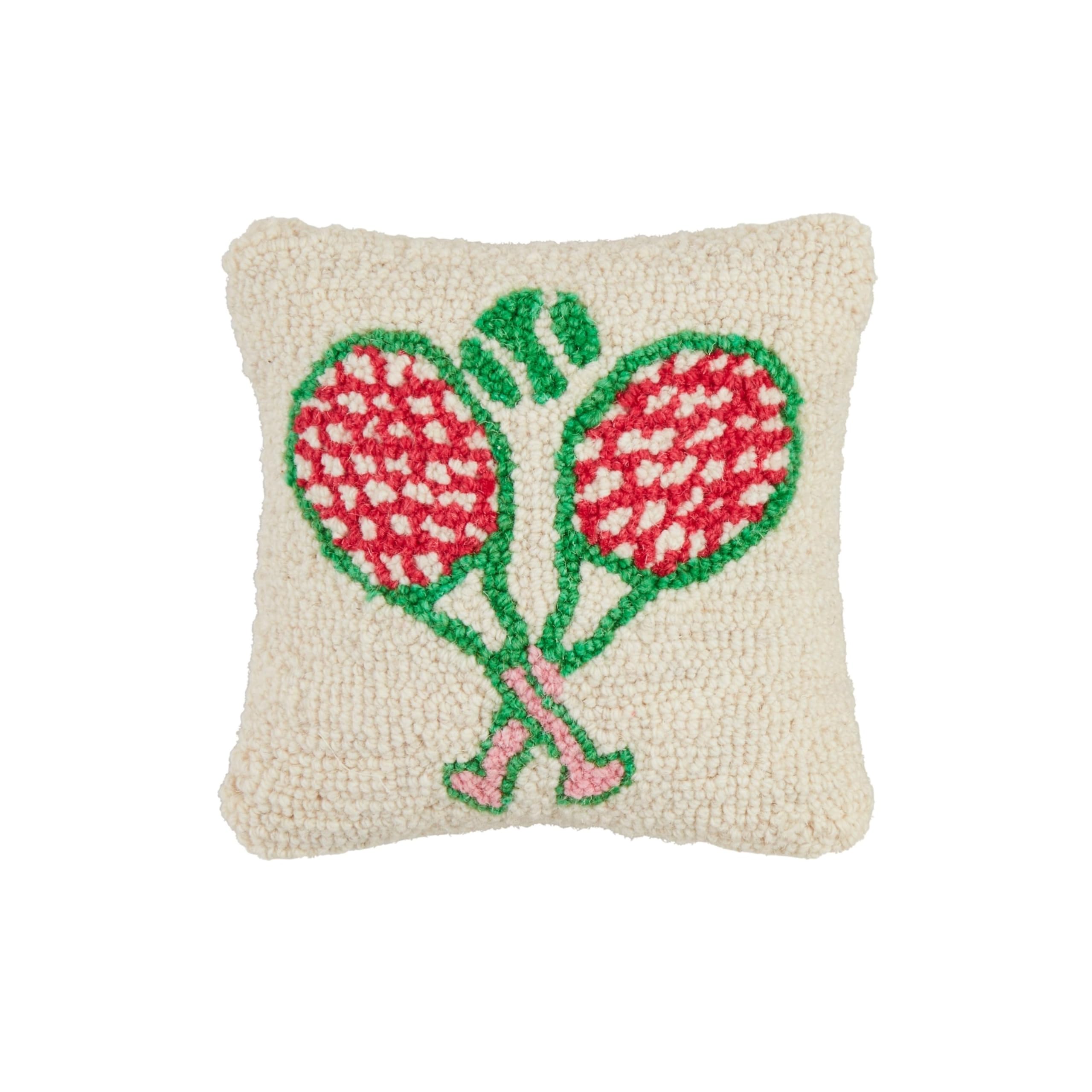 Mud Pie Tennis Hook Wool Pillow 8 X 8