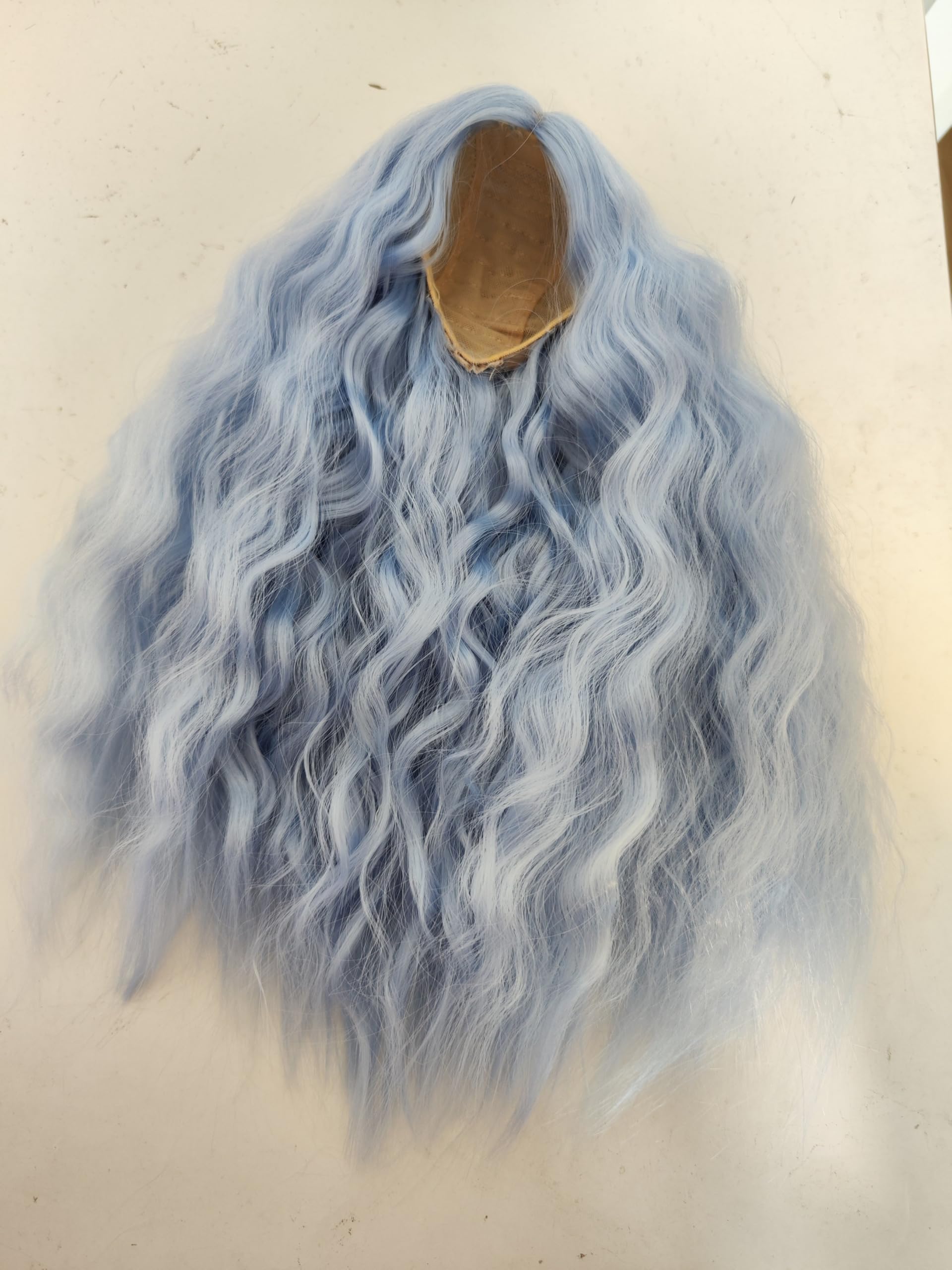 1/3 bjd Wig Head Circumference 8-9inch (22-24cm) Middle Instant roll high Temperature Fiber Hair Sky Blue