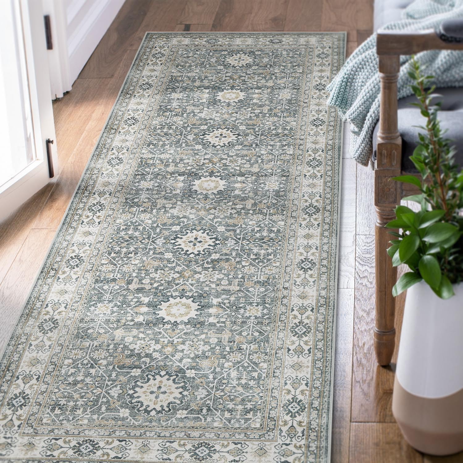 jinchan Runner Rug 3×10 Washable Hallway Rug Distressed Gray Multi Vintage Floral Runner Kitchen Floor Cover Indoor Mat Retro Entryway Living Room Bedroom Office Farmhouse Grey jinchan Runner Rug 3×10 Washable Hallway Rug Distressed Gray Multi Vintage Floral Runner Kitchen Floor Cover Indoor Mat Retro Entryway Living Room Bedroom Office Farmhouse Grey