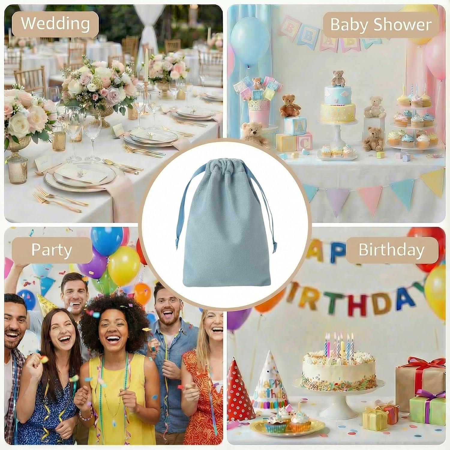 12pcs Dusty Blue Velvet Drawstring Bags 4x6 inches Small Velvet Cloth Gift Bags Jewelry Pouches for Storage Wedding Party Favor Christmas - Image 8