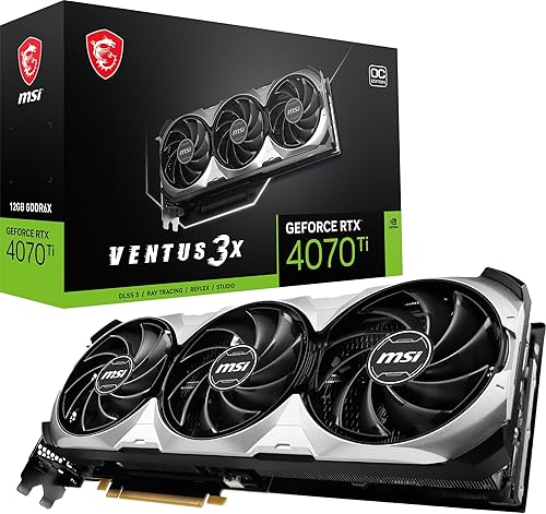 MSI Tarjeta gráfica para juegos GeForce RTX 4070 Ti Ventus 3X 12G OC - 12 GB GDDR6X, 2655 MHz, PCI Express Gen 4, 192 bits, 3X DP v 1.4a, HDMI 2.1a