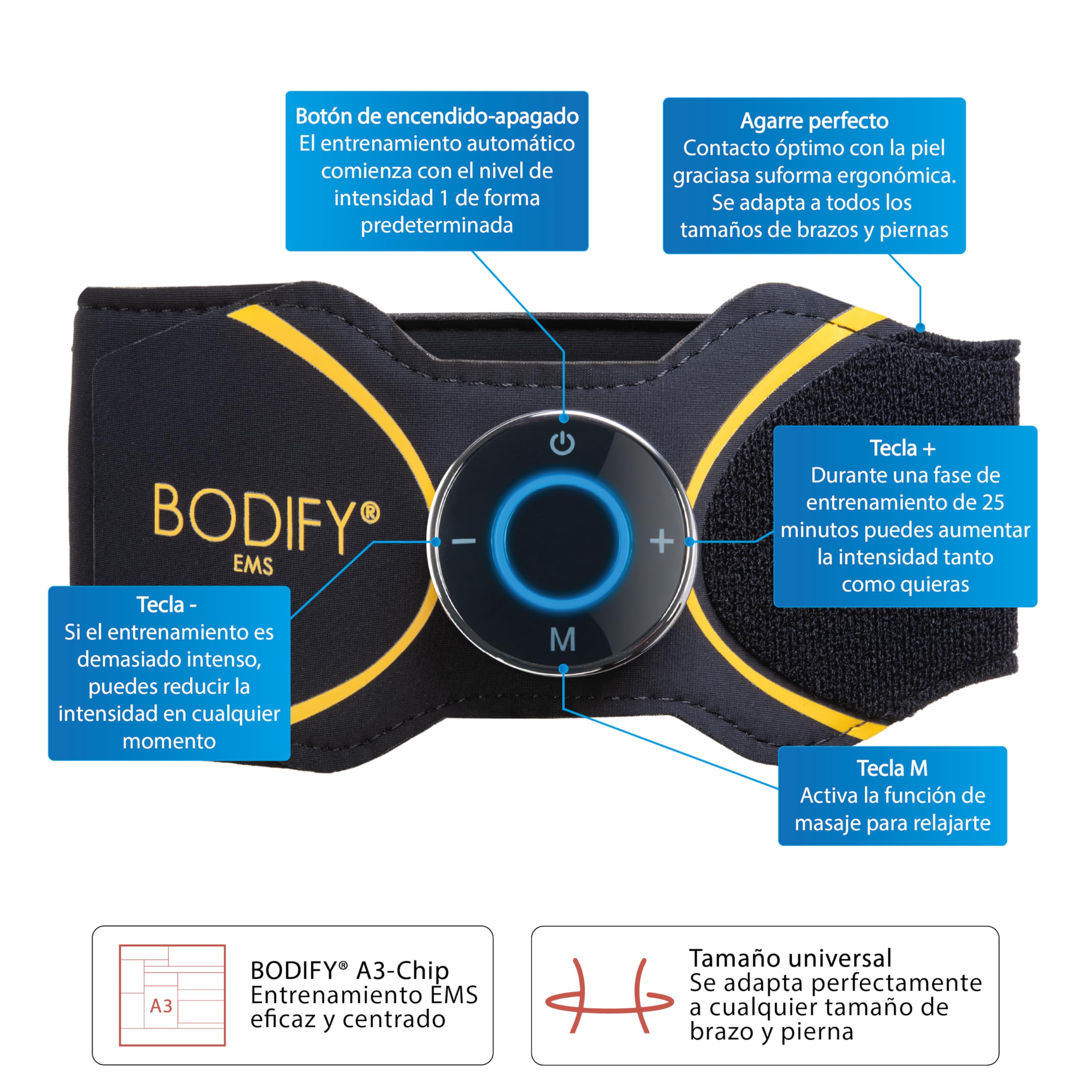 Bodify® 2-in-1 EMS Arm & Leg Trainer Pro – ¡Activación específica de Brazos y piernas! – Activación Muscular – Entrenamiento EMS – Entrenamiento Muscular – para Hombres y Mujeres EL Original