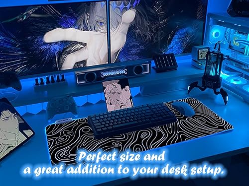 Miniatura 6 de JMIYAV Alfombrilla de ratón topográfica para juegos Alfombrilla de ratón RGB con base de goma antideslizante Extra grande Cool XL XXL Alfombrilla de