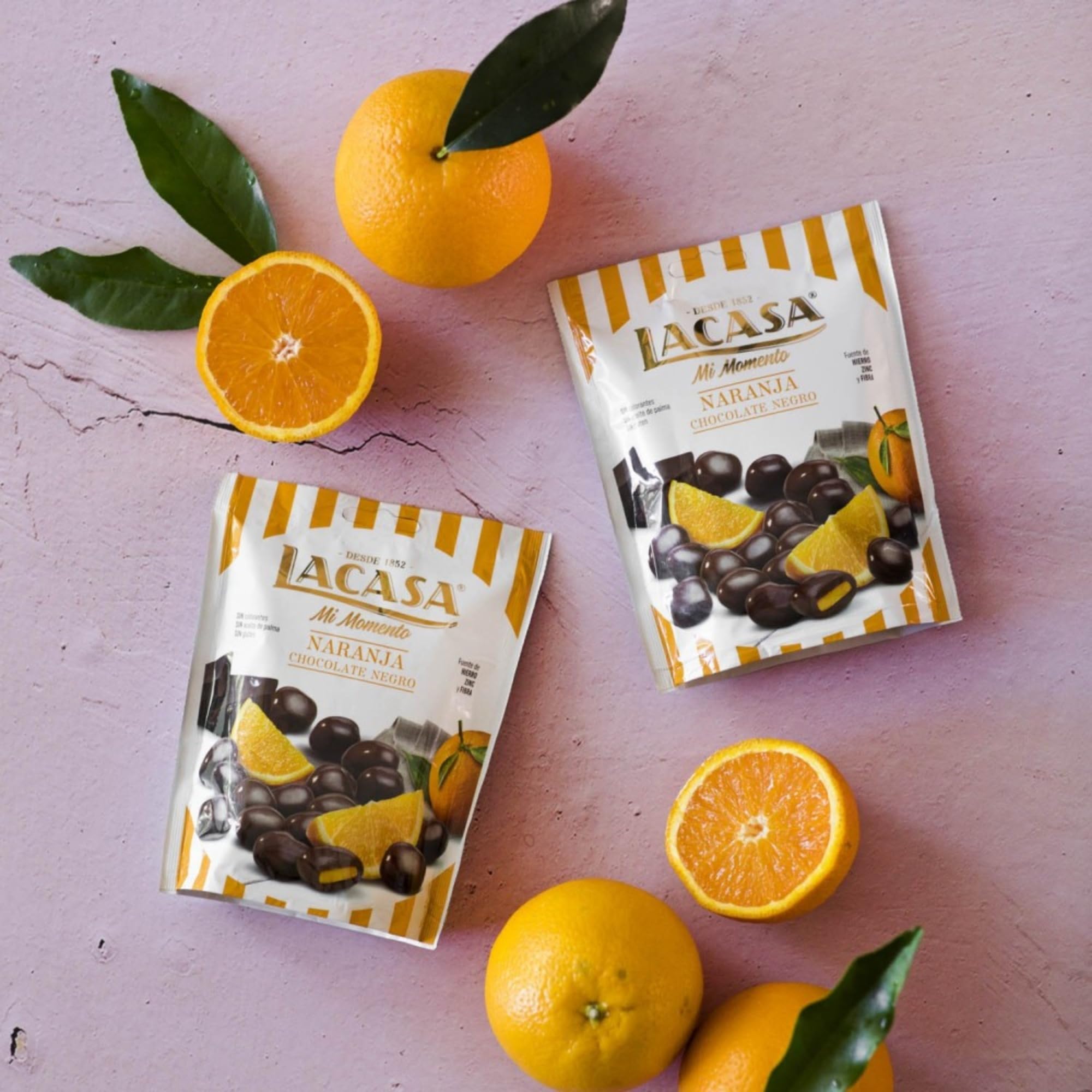 Lacasa Mi Momento pack de 5:Arándano Choco Negro,Pistacho Choco Leche,Nueces Choco Leche,Pasas Choco Negro,Naranja Choco Negro
