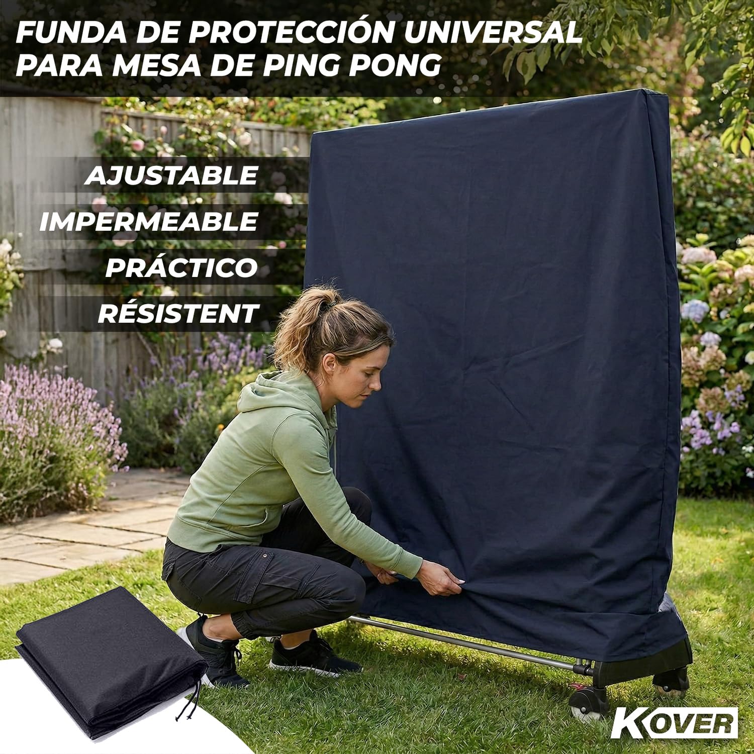 Funda Universal para Mesa de Ping Pong Plegable | Protección Impermeable para Exteriores | Tamaño 185 x 70 x 165 cm | Material Resistente y Duradero | Fácil de Fijar | OriginalCorner