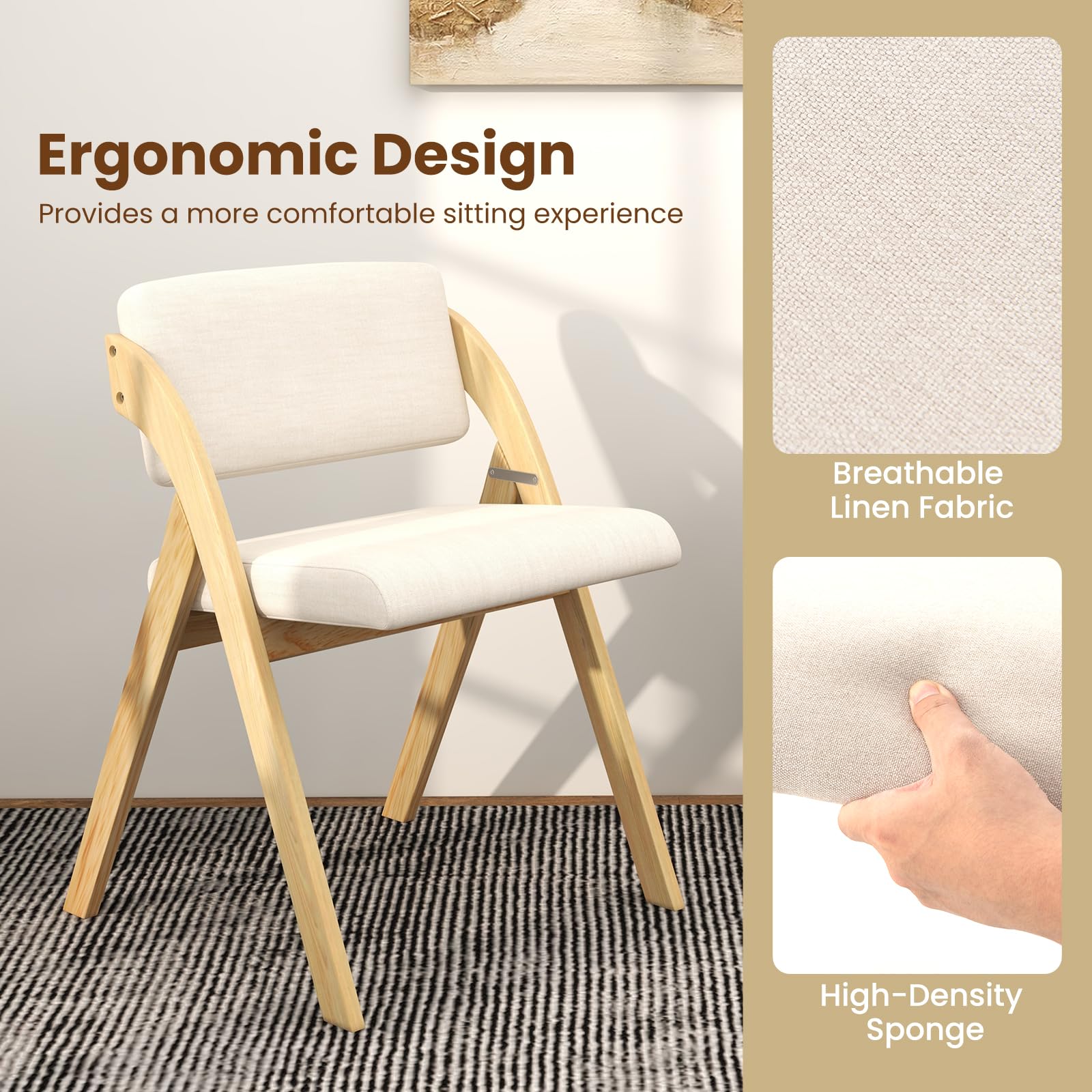Amazon.com: Giantex Folding Dining Chairs Set of 2, Upholstered