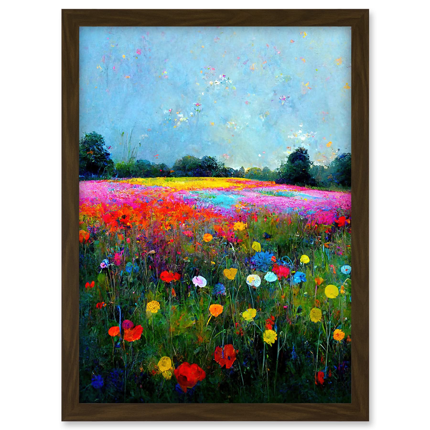 Doppelganger33 LTD Delicate Wildflower Meadow Abstract Colourful Modern Artwork Framed A3 Wall Art Print