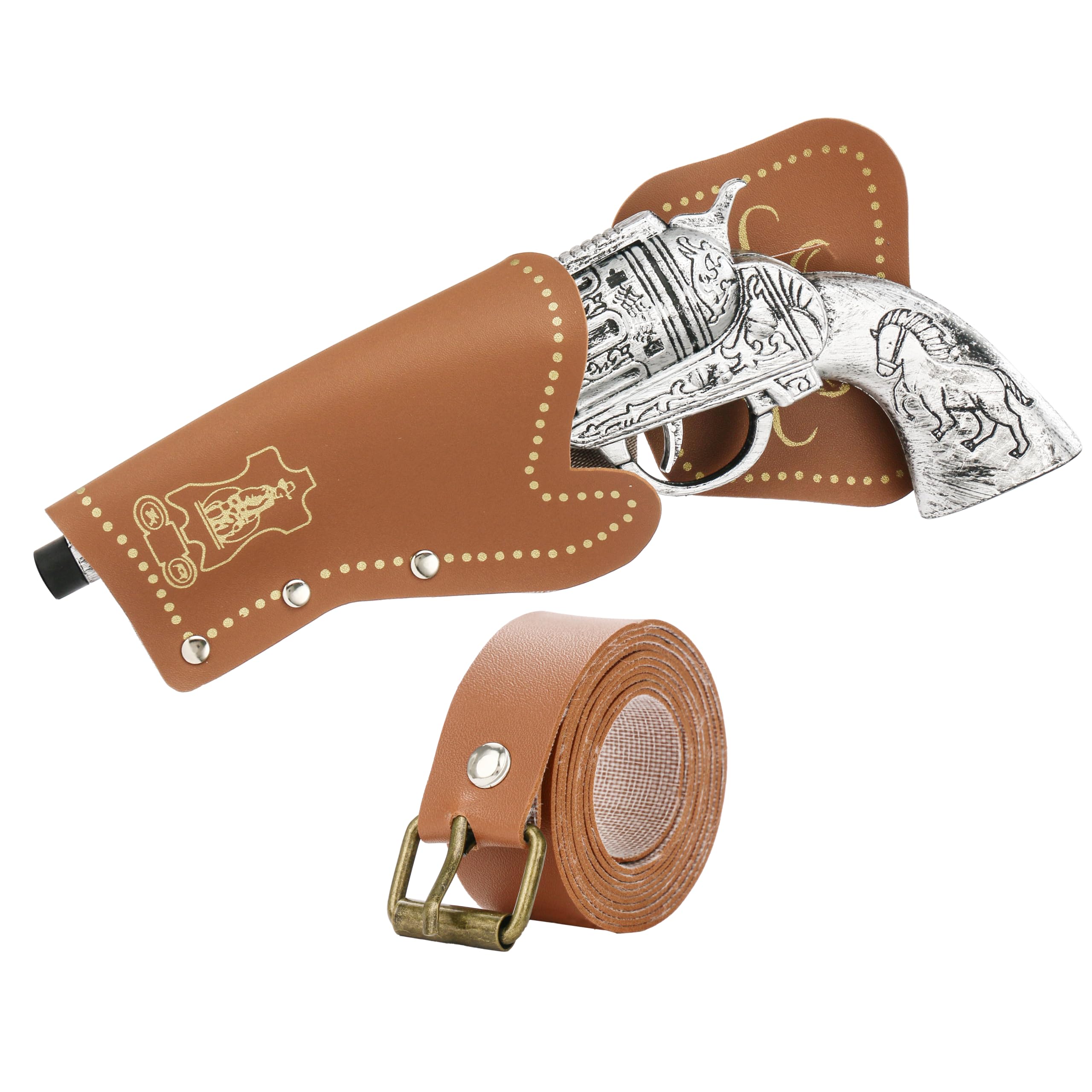 Abitoncc 2 PCS Prop Gun Holster Cowboy Costume Accessories Leather Material