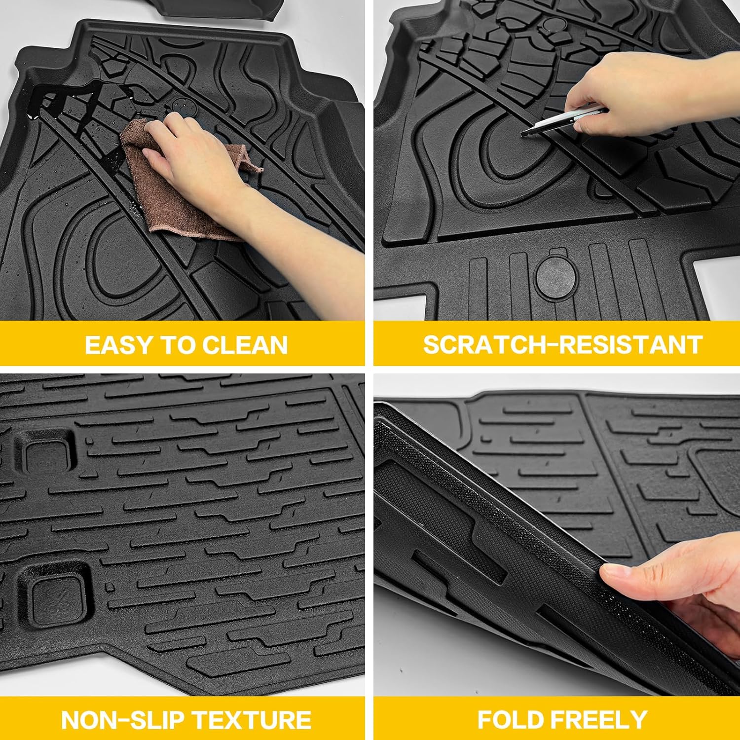 Cargo Mats for 2018-2025 Jeep Wrangler JL 4X4 Floor Liners with Trunk Mat Backrest Mat All Weather TPE Protector Rear Floor Trunk Liners for 18-25 Wrangler JL 4X4 4 Door Accessories - Image 6