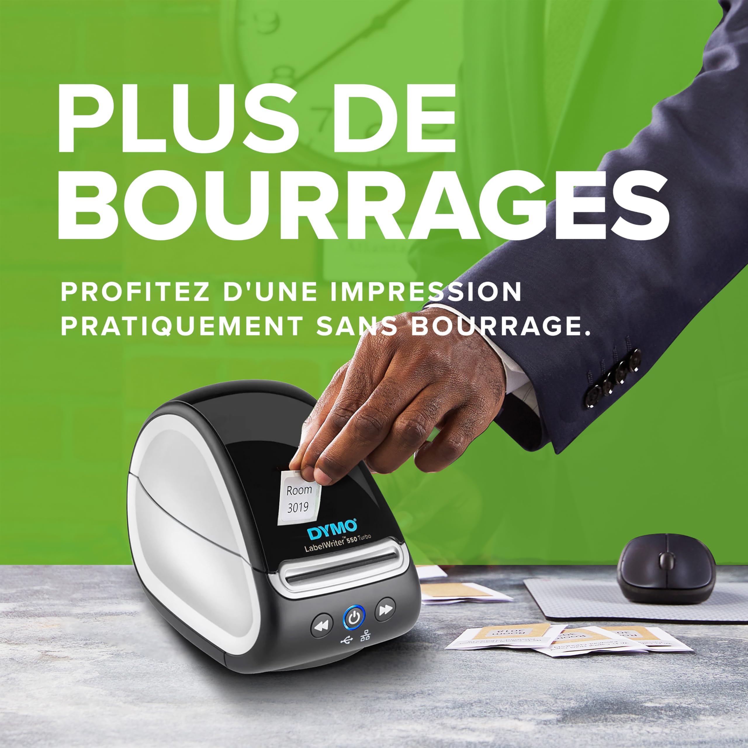 DYMO LabelWriter 550 Turbo imprimante d'étiquettes | Étiqueteuse avec impression thermique directe haute vitesse | Reconnaissance automatique des étiquettes | Prise UE 2 broches