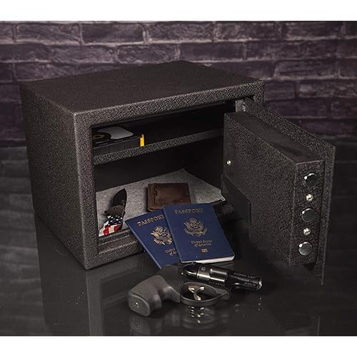 2A4LIFE Security Safe with Fingerprint Sensor and Biometric Lock Pry-Resistant Digital Emergency Gun Safe with Optical Sensor and Keypad for Passport, Documents, Hand Gun, Jewellery and Valuables