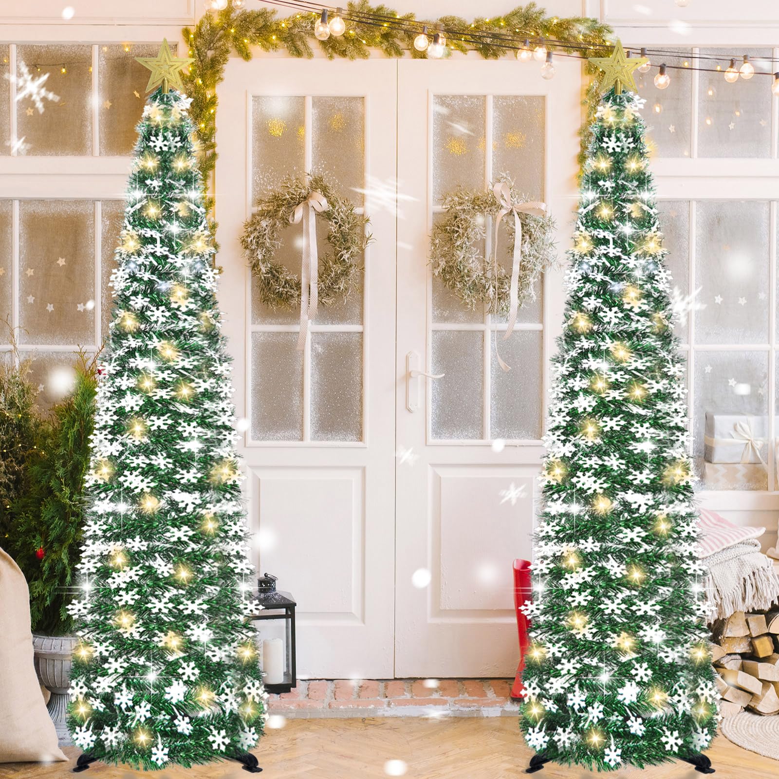 HASYO Albero di Natale Artificiale da 150 C con 50 Luci LED Calde