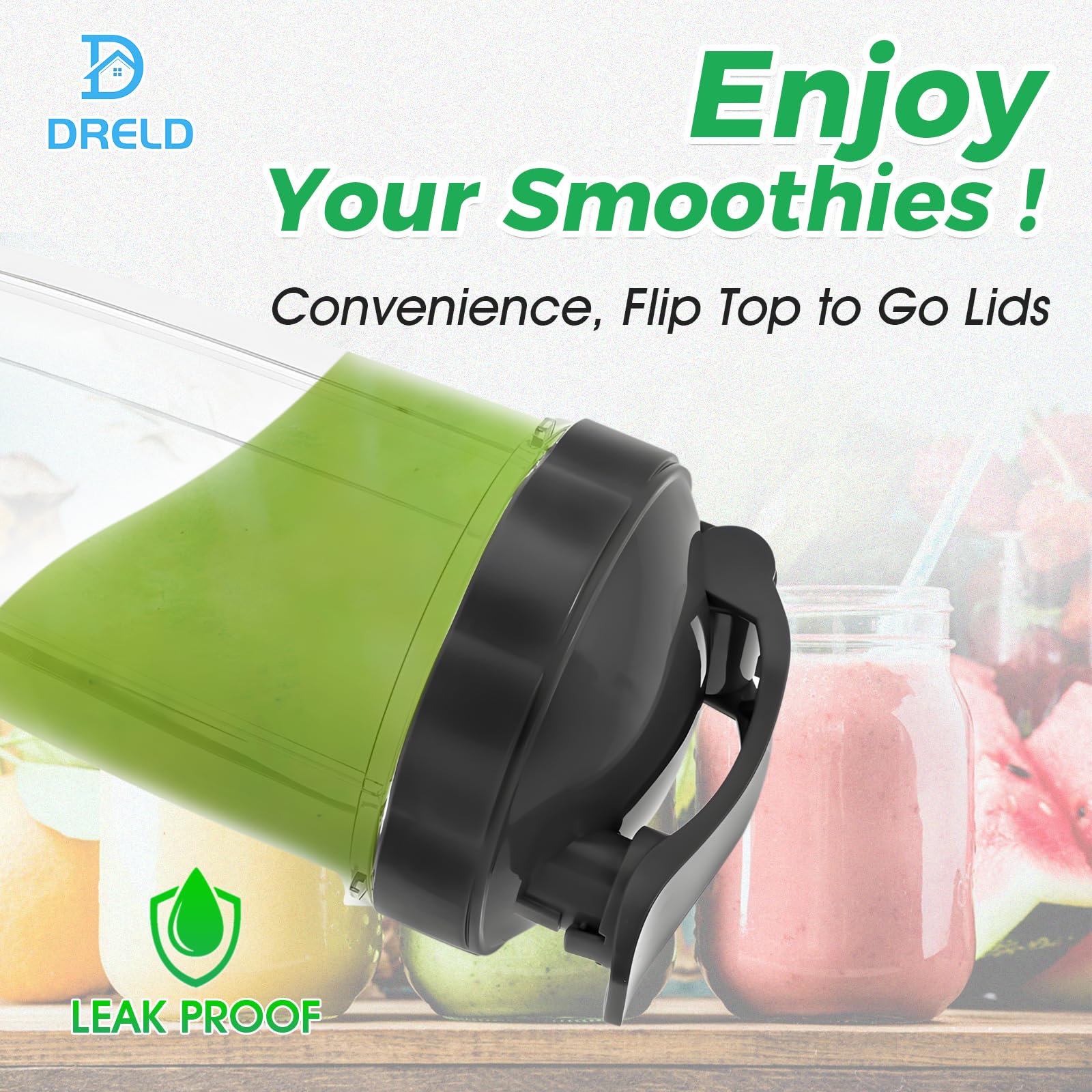 DRELD Zestaw 2 zapasowych kubków 32 oz do sokowirówki Nutribullet z pokrywką Flip Top to-Go