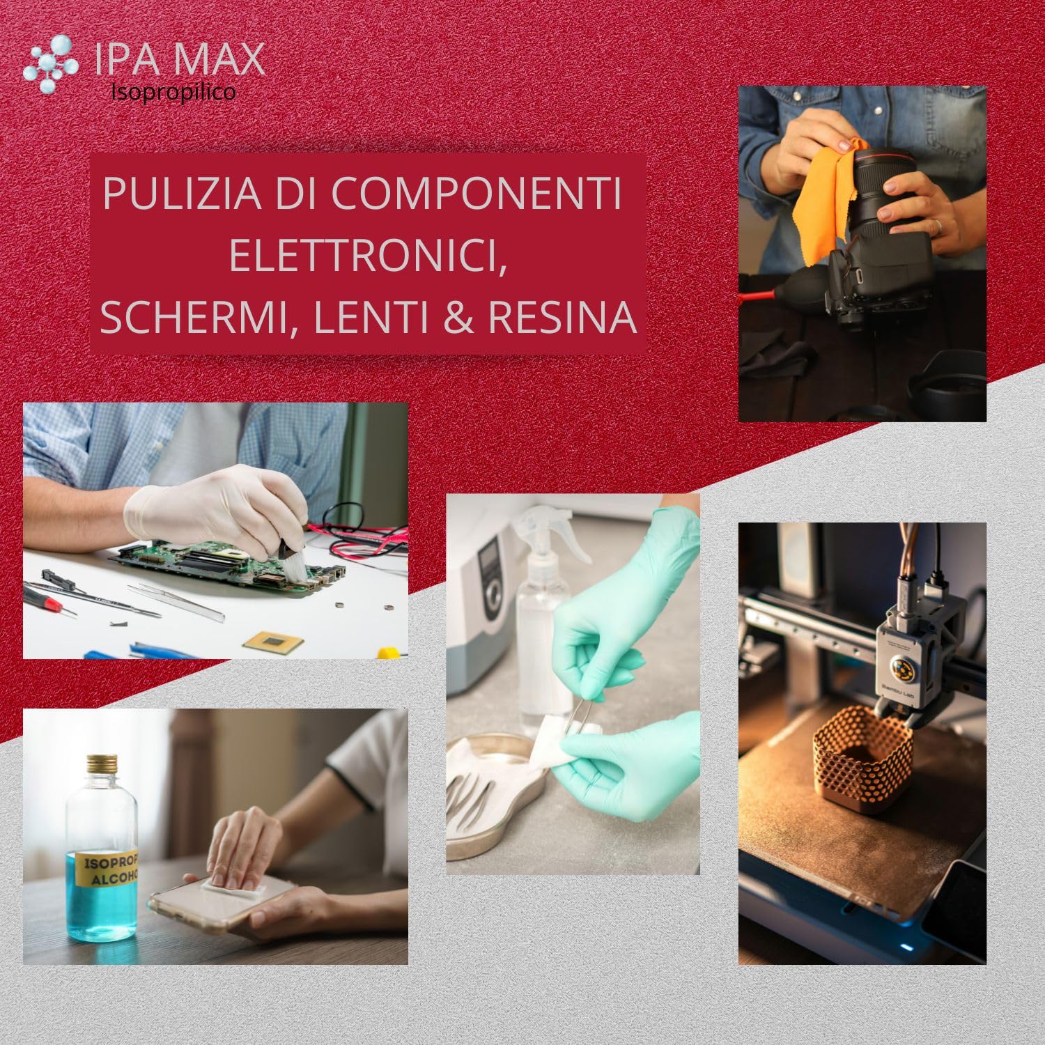 2X Isopropilico Ipa Puro al 99,9%, Isopropanolo di Alta Qualita, Alcool 2-Propanolo, Pulizia di componenti elettronici, lenti e schermi - Pulizia delle resine stampa 3D - Detergente per vetri 2x5Lt