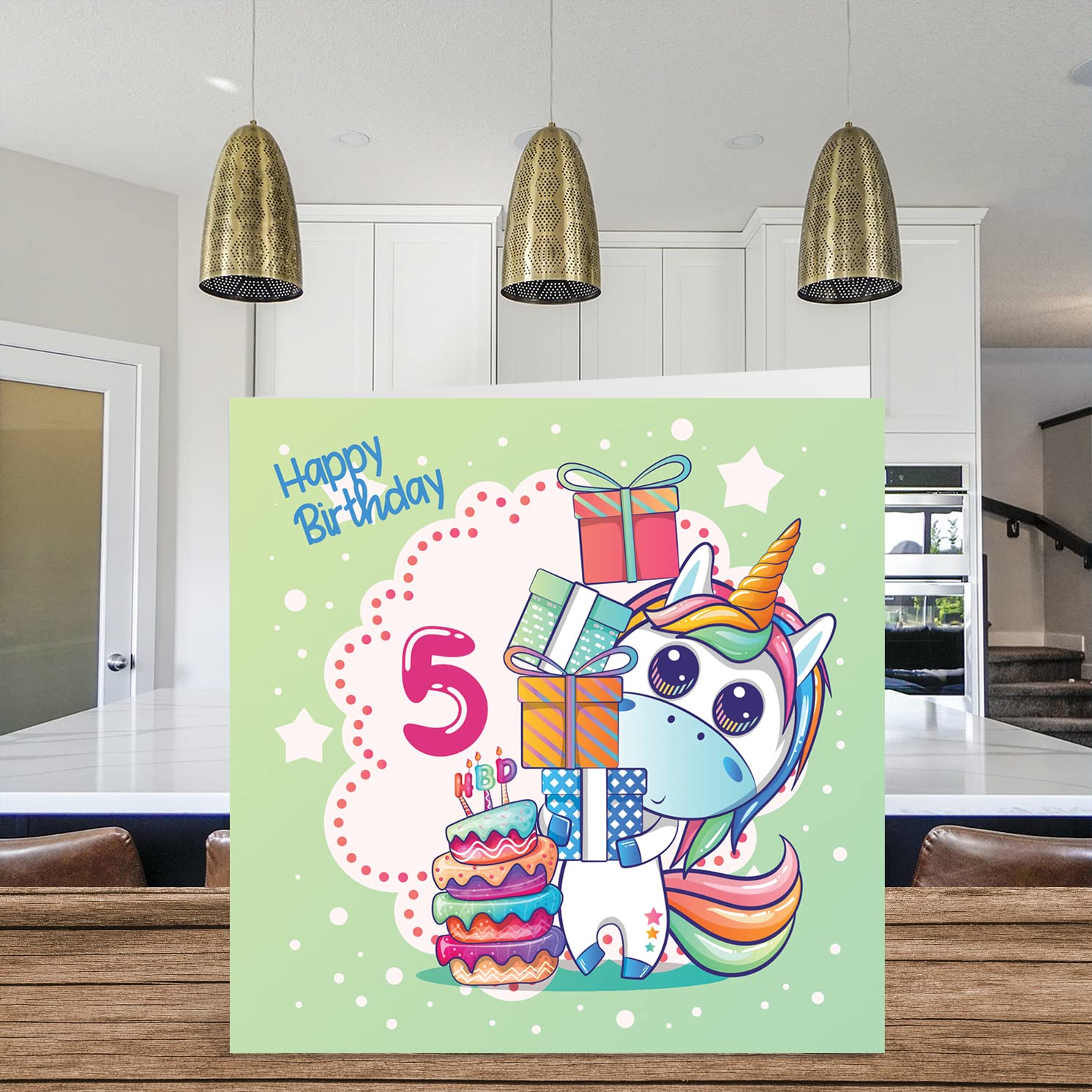 Image secondaire de Carte d'anniversaire licorne magique pour fille de 5 ans