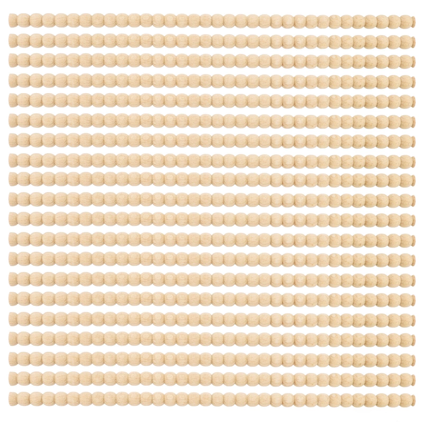 20pcs Decorative Beaded Wood Trim, 15.75 Inch 3D Half Wooden Beads Bobbin Strips Cute Unfinished Molding Stick for DIY Home Wall Cabinet Furniture Shelf Window Door Decor