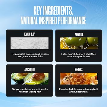 Hair Clay for Men - Strong Hold Matte Finish, Water Based Mens Hair Clay for Texture & Volume, Natural Look, Non-Greasy, Easy Wash Styling Clay for Short to Medium Hair