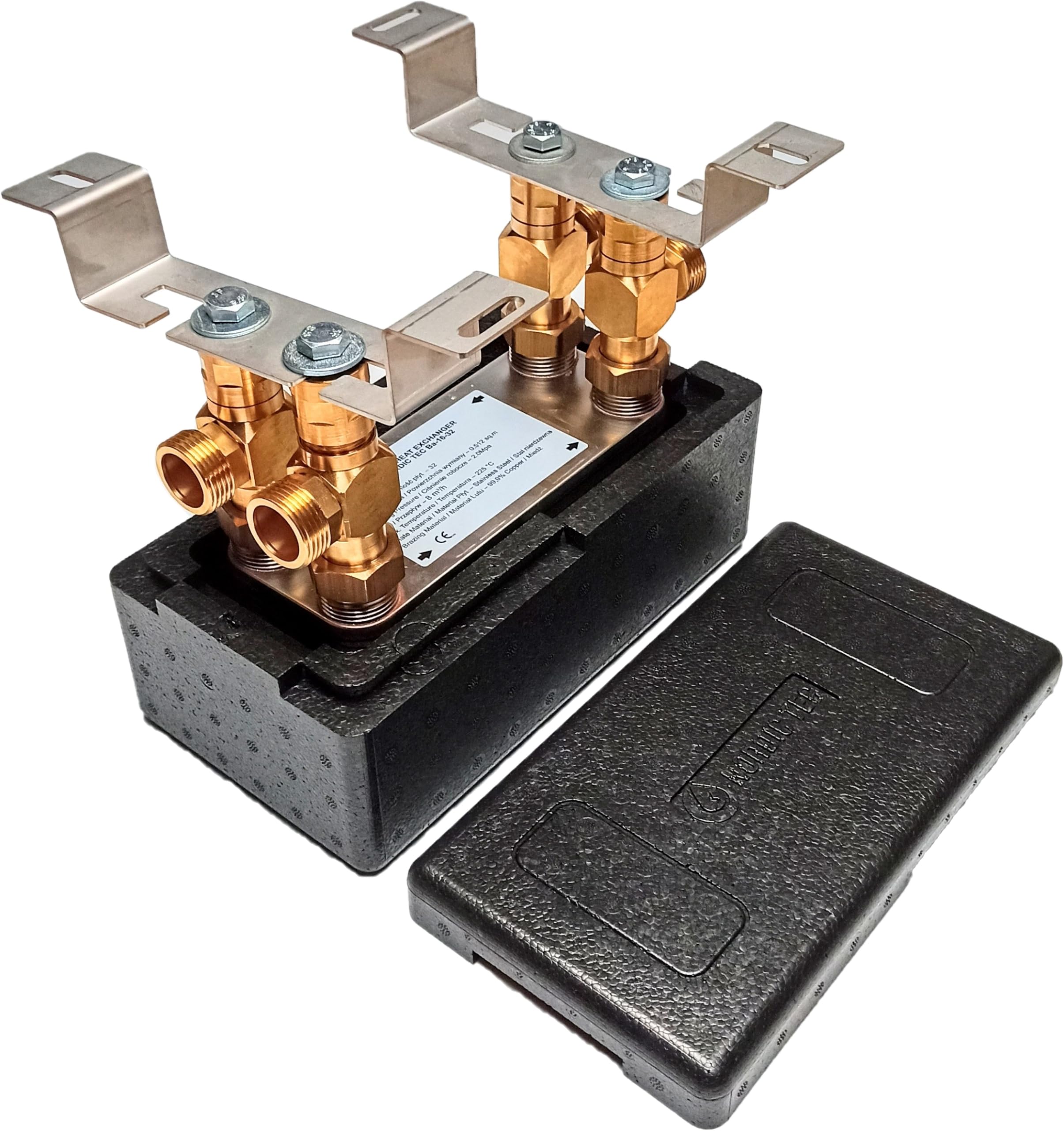 Edelstahl Plattenwärmetauscher Nordic Tec Ba-16-32 Wärmetauscher 32 Platten 130kW 1” mit Isolierung Wandbefestigung und Verbindungsteile