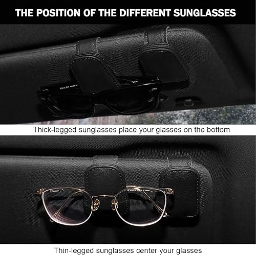 Miniatura 6 de Jimtyee Sunglass Holder for CarMagnetic Leather Eyeglass Hanger Clip for Car Sun VisorCar Sunglass Holder Organizer Car Visor Accessories